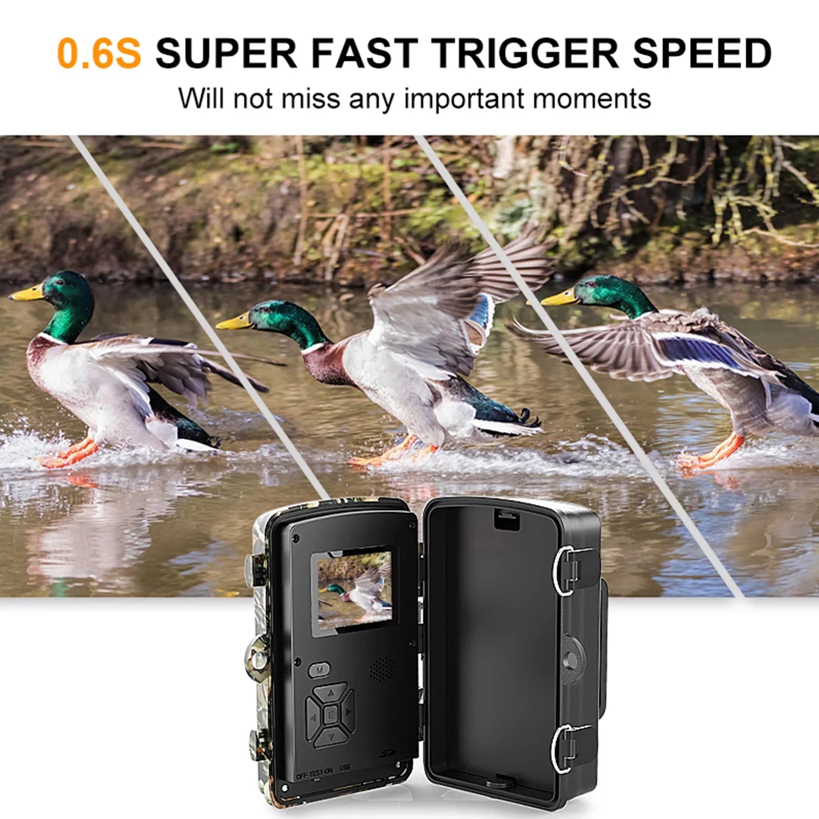 Dadypet 1080P Trail Game Camera with IR Night Vision, Motion Detection, IP66 Waterproof, and 2.4'' TFT Color Display for  Wildlife, Farm, and Home Use