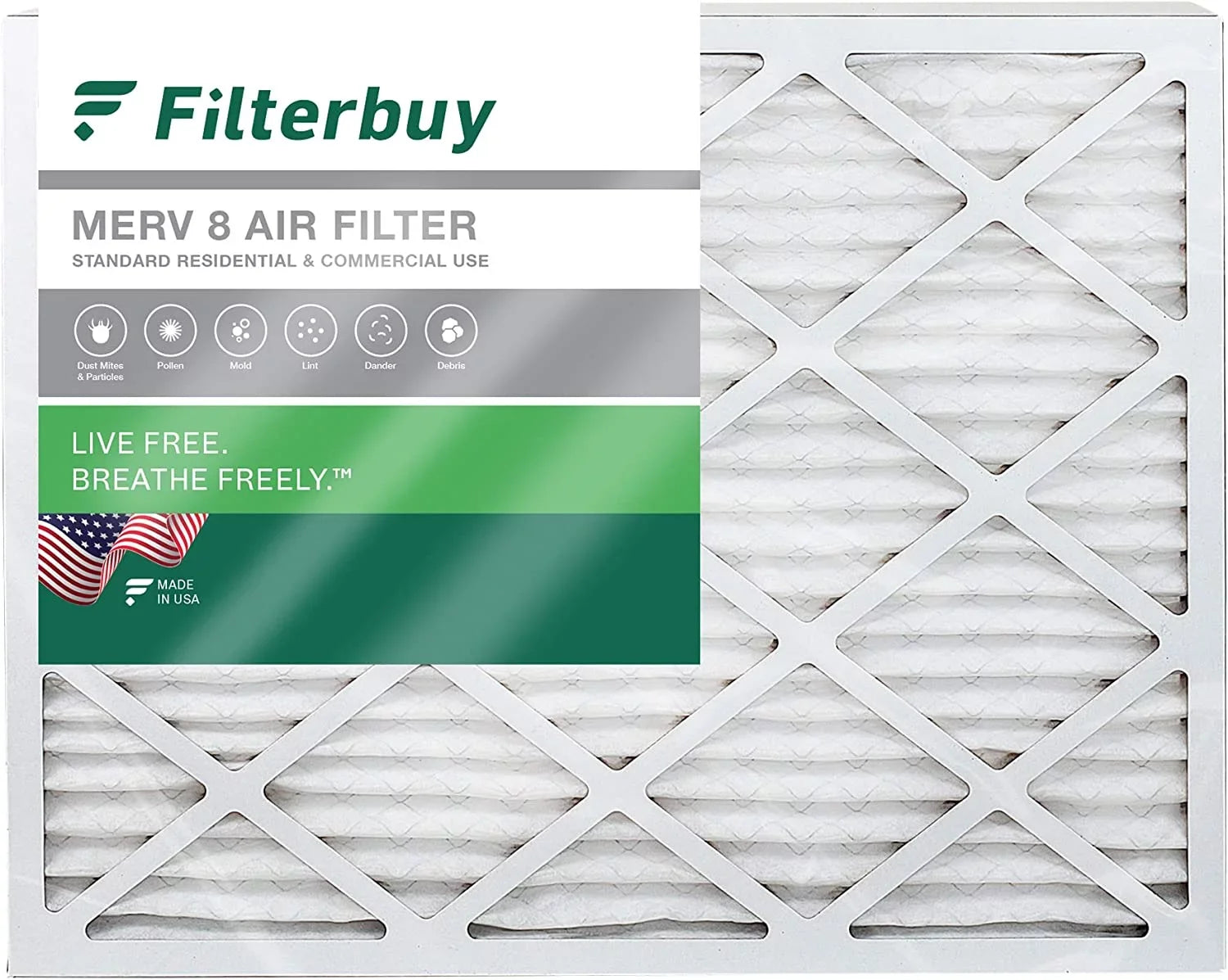 Filterbuy 20x24x4 MERV 8 Pleated HVAC AC Furnace Air Filters (1-Pack)