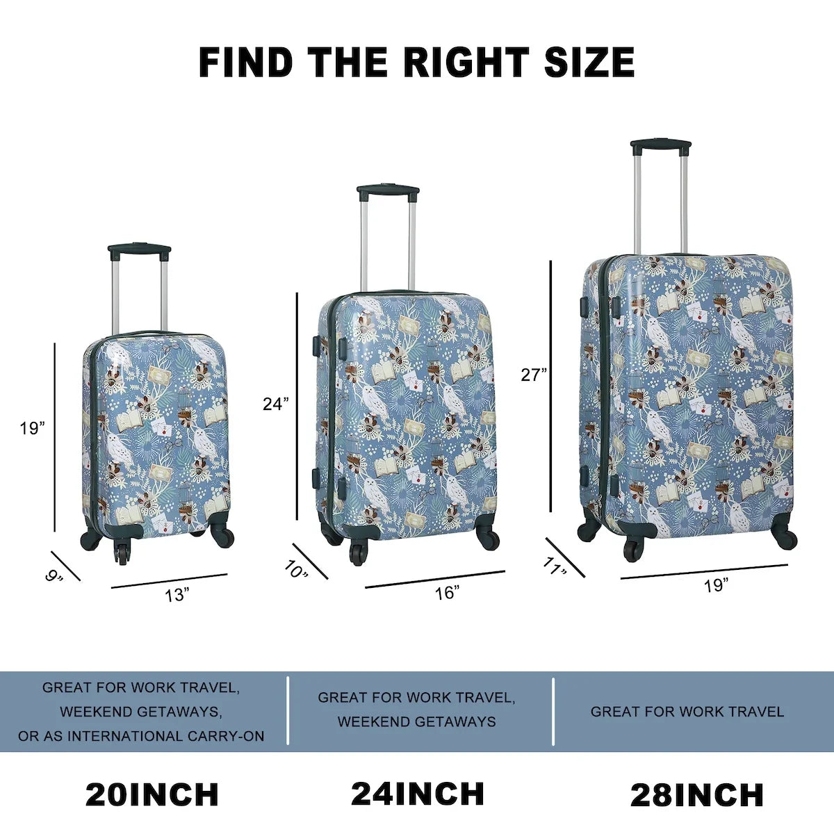 Harry Potter 3-Piece 4-Wheel Luggage Sizeet
