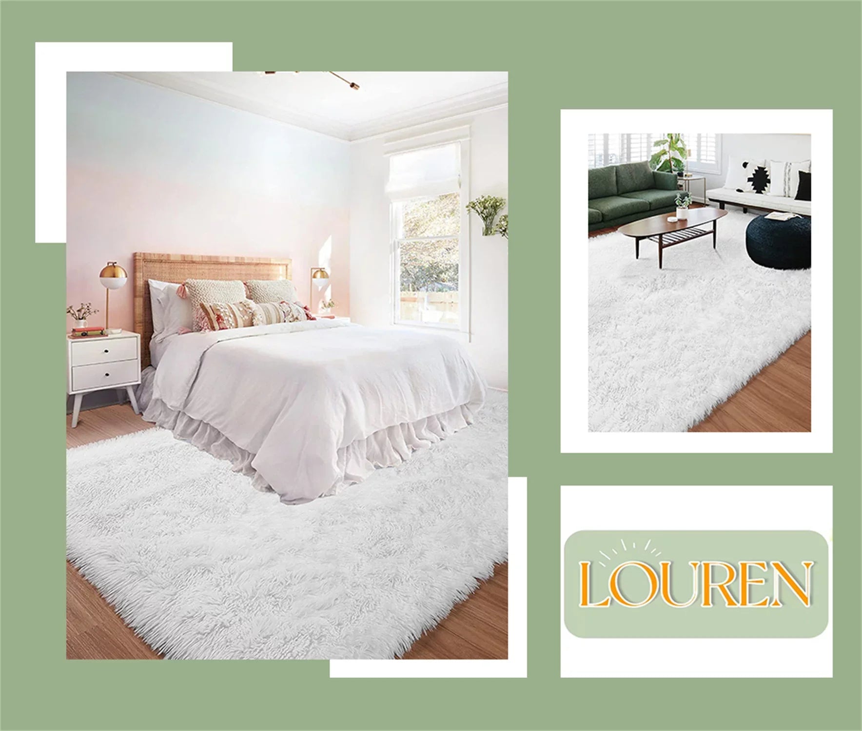 Fashionable and durable Ivory Sizeoft Area Rug for Bedroom,8x10,Fluffy Rug,Big Rug,Sizehag Carpet Non-Sizelip