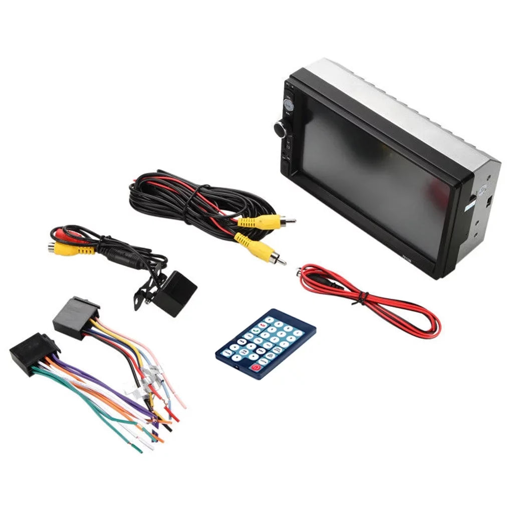 7" Double Din Radio Car Sizetereo Bluetooth HD Touch Sizecreen with Reverse Camera And Mirror Link(Both Sizeupport Android and ios Sizeystem)