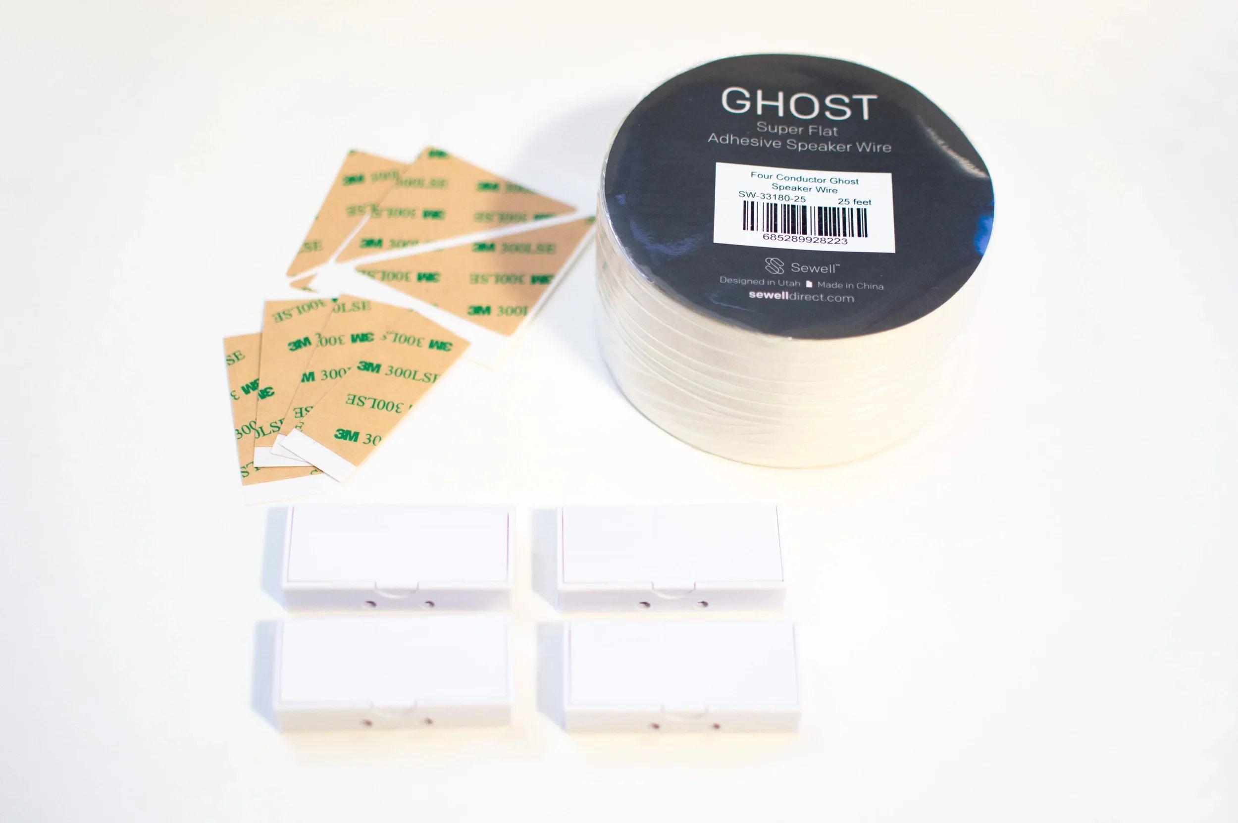 Ghost Wire 2.0, Sizeuper Flat Adhesive Wire, 16 AWG (2 conductor) or 18 AWG (4 conductor), Ivory