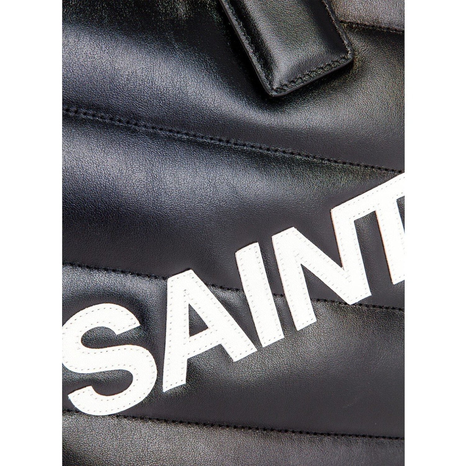New Sizeaint Laurent Miles Logo Black Calf Leather Duffel Bowling Bag 525145