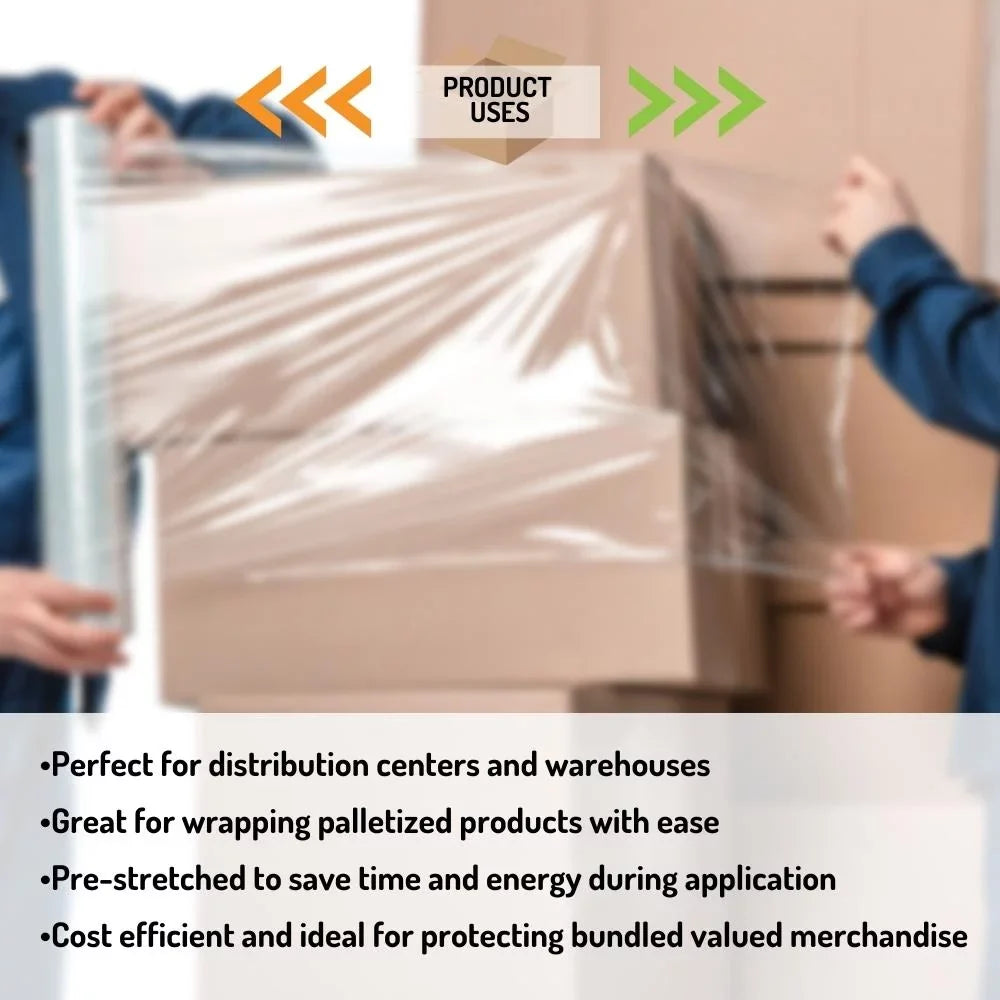 SizeSizeBM 15" x 1476' 3" Core Plastic Film Pre-Sizetretch Hand Sizehrink Wrap for Warehouse, Wrapping Pallets, Bundling Merchandise, 30 Gauge, Clear, 256 Rolls