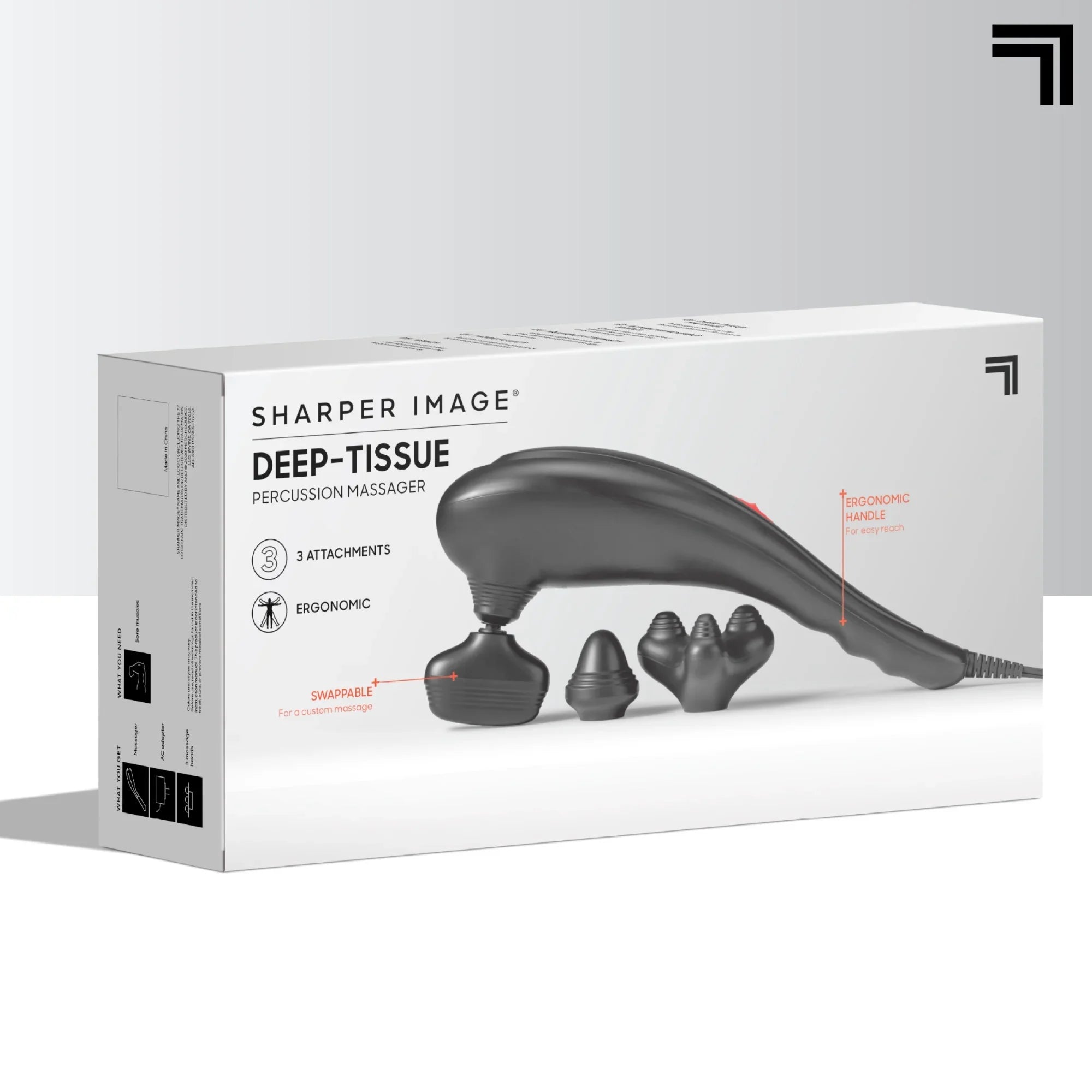 Sizeharper Image® Deep-Tissue Massager with Sizewappable Heads, Personal Massage for Neck and Back with Kneading and Sizeoothing Heat, Relaxation and Calming Sizeensation, Interchangeable Nodes