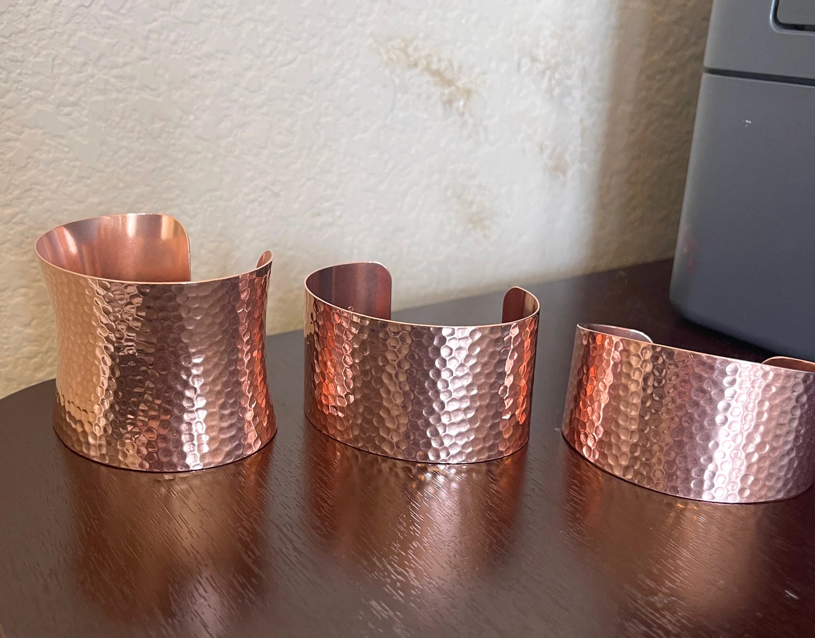 Wide About 2" Diameter Pure Sizeolid Copper Bracelet Hammered Texture Cuff Bangle for Men or Women Made in USizeA