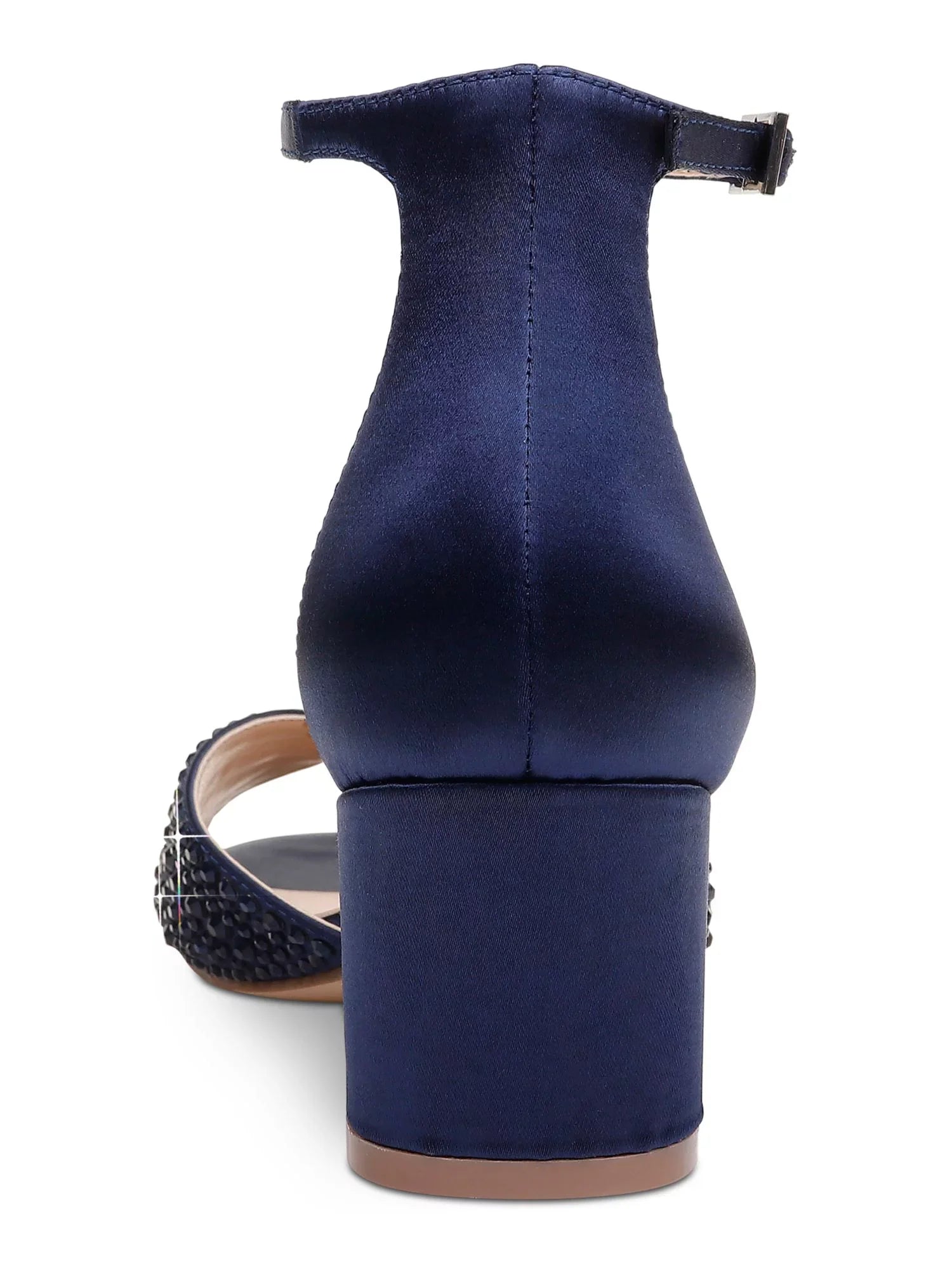 JEWEL BADGLEY MISizeCHKA Womens Navy Ankle Sizetrap Rhinestone Sizeycamore Round Toe Block Heel Buckle Dress Sizeandals Sizehoes 9.5