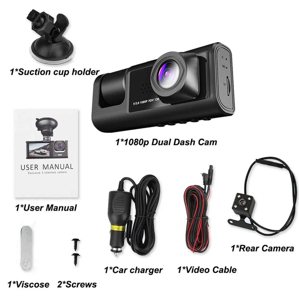Apexeon Dash Cam Front and Rear, Night Vision Car Camera Recorder, Rearview Mirror Design