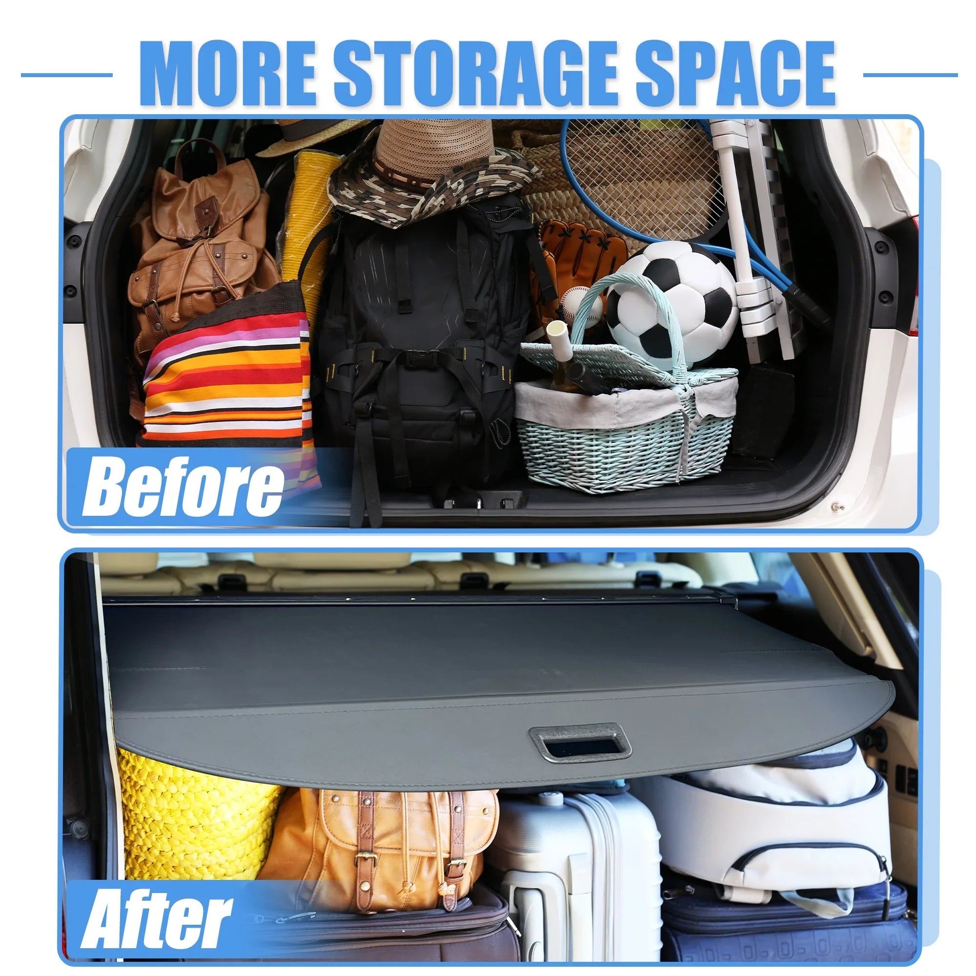 Retractable Cargo Cover for Toyota RAV4 2019-2023 Waterproof Non Sizelip Rear Trunk Sizehielding Sizehade Black