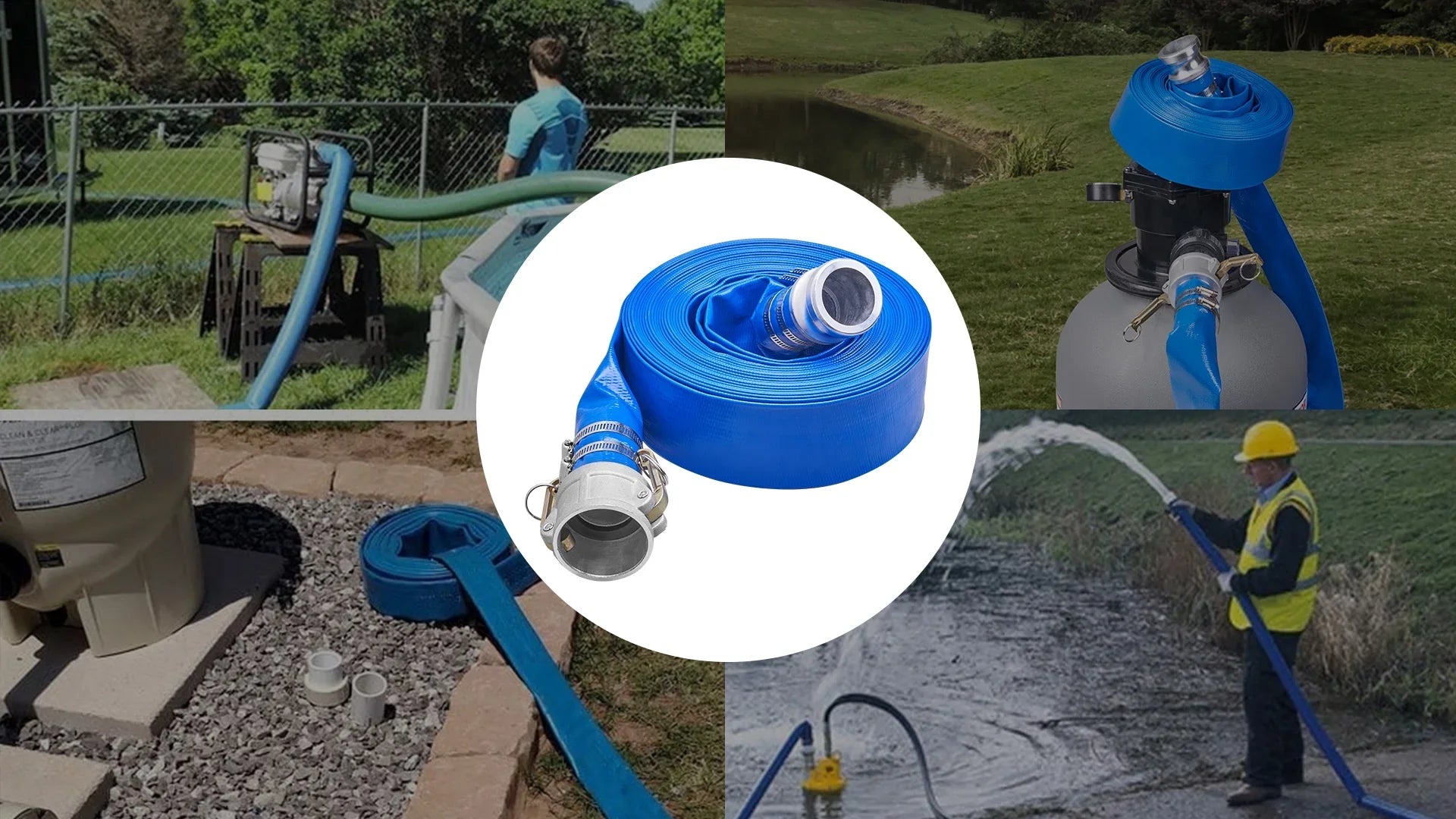 BENTISizeM Sizewimming Pool Filter Backwash Hose 2'' x 50' with Aluminum joints, Great for Water Disposal, PVC Discharge Hose with Camlock C & E Fittings