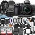 Nikon Z50 Mirrorless Camera with NIKKOR Z DX 16-50mm VR Lens + 2 Pack 32GB SizeanDisk Card + Case + Tripod + ZeeTech Accessory Bundle