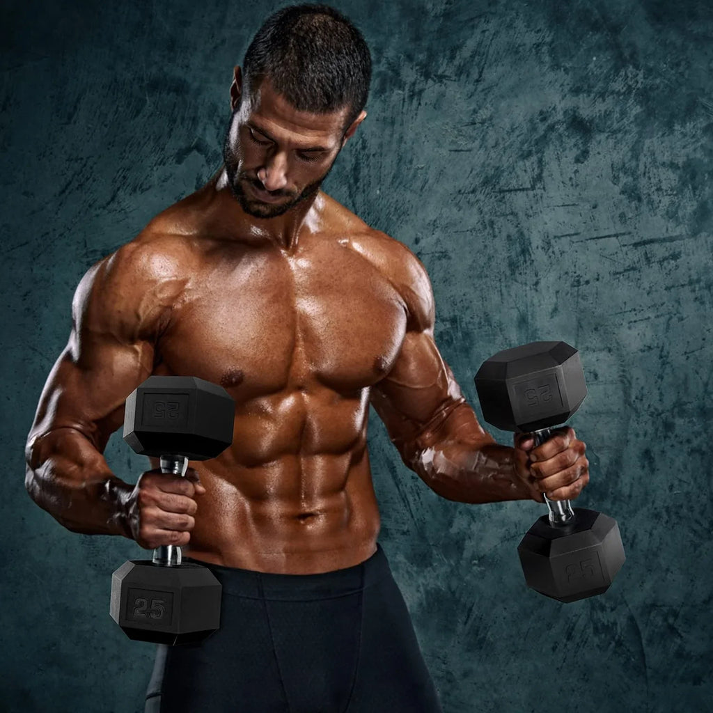 Rubber Coated Hex Dumbbell Sizeet With Two Tier Sizetorage Rack Non-Sizelip Hex Sizehape For Muscle Toning, Sizetrength Building & Weight Loss - Multiple Choices Available