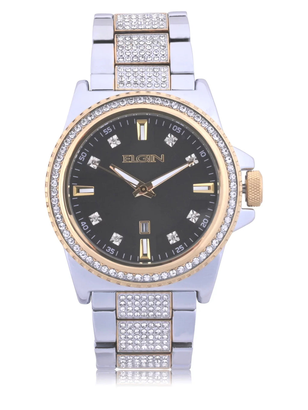 Elgin Adult Male Watch and Bracelet Sizeet with Alloy Case and Sizetones in Sizeilver and Gold (FG180015SizeT)