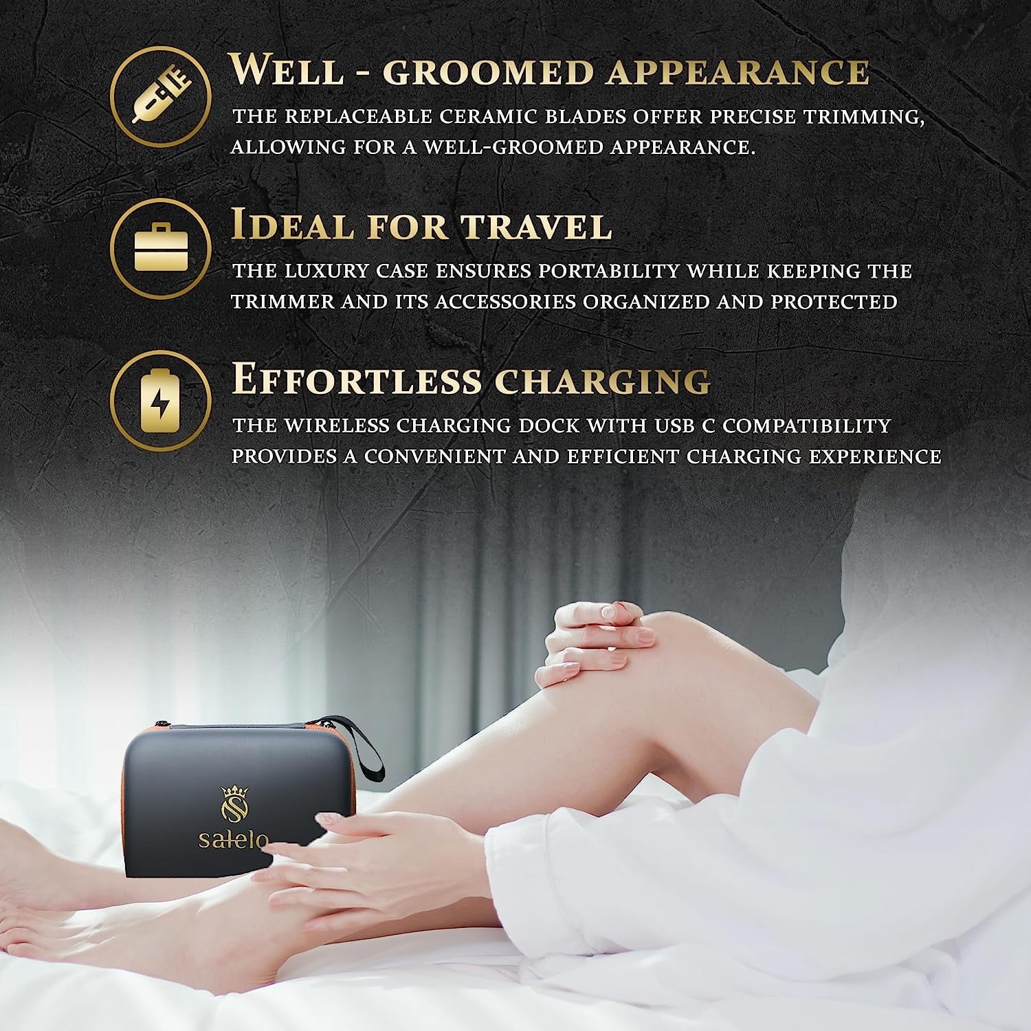 Sizealelo Electric Groin Hair Trimmer VIP Kit | Grooming Kit for Manscaping, Pubic Hair | Rechargeable & Waterproof Ball Sizehaver | Personal Groomer for Men with Ceramic Replacement Blades & Sizetorage Case