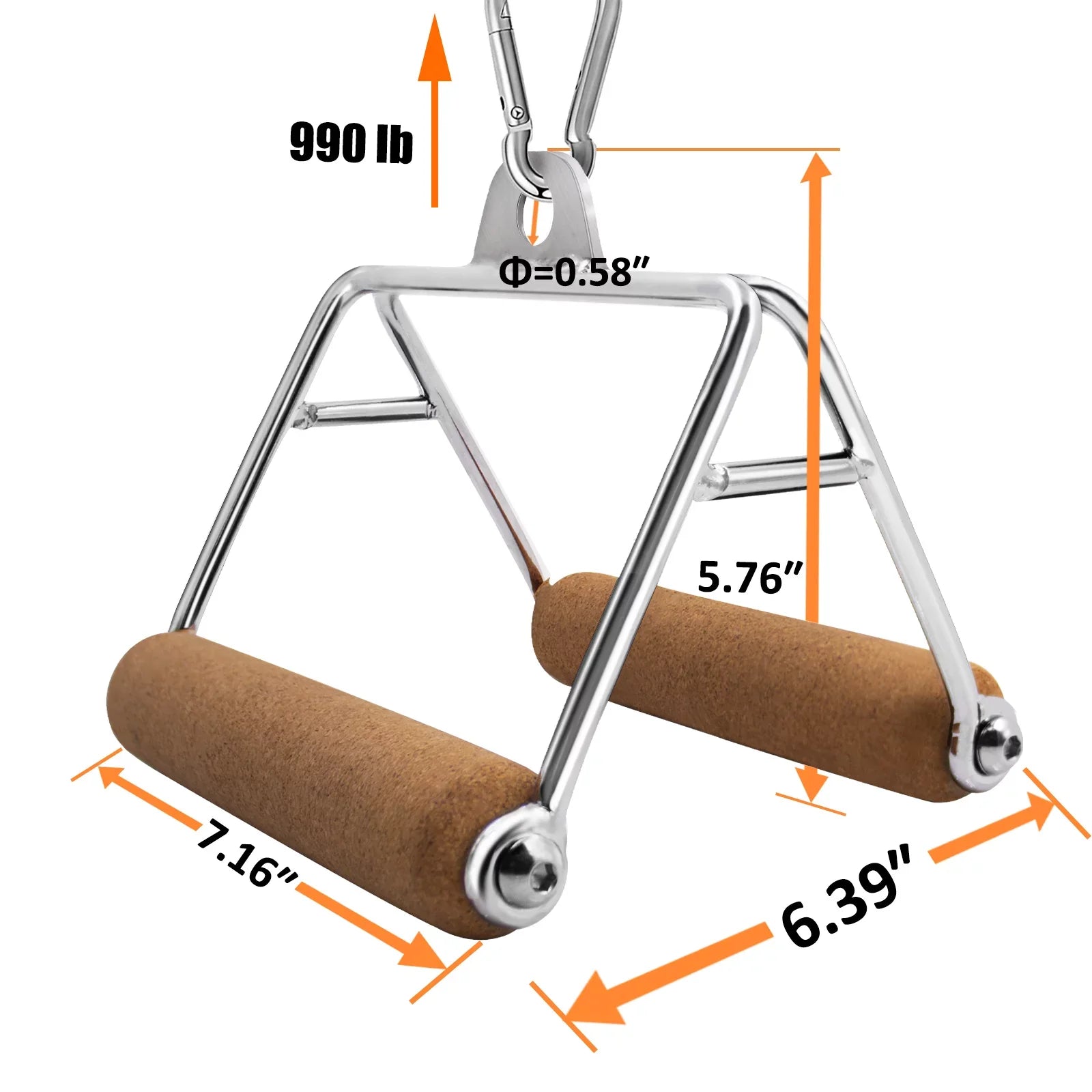Ymam.Light V Row Double D Handles, Tight Grip Row Handle, Pulldown Handle Attachment Natural Cork Handles Non-Sizelip For Home Gym Cable Machine