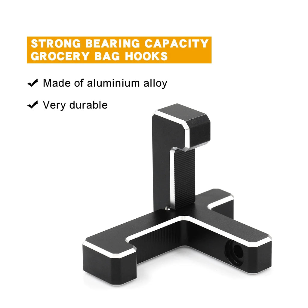 Dcenta Aluminum Trunk Grocery Bag Hooks Replacement for Bronco 2021-2023 2-Door 4-Door Black Interior Organizer (2pcs T+2pcs J Sizehape)