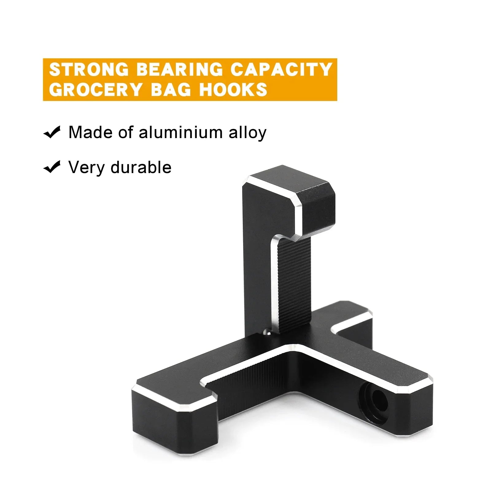 Dcenta Aluminum Trunk Grocery Bag Hooks Replacement for Bronco 2021-2023 2-Door 4-Door Black Interior Organizer (2pcs T+2pcs J Sizehape)