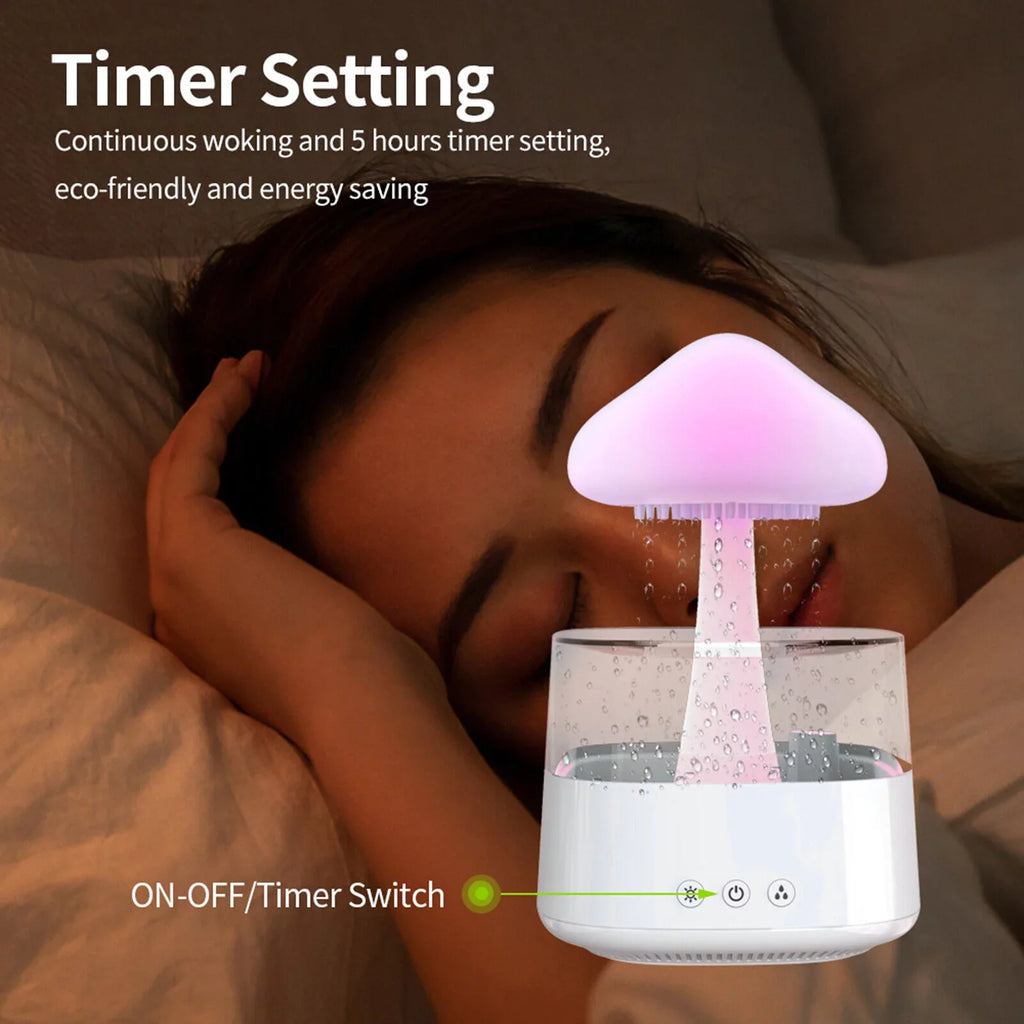 CJC Rain Cloud Humidifier Essential Oil Diffuser 450ml Water Drop Aromatherapy Mist, 7 Colors LED Light, Desk Fountain Bedside Sizeleep Relax