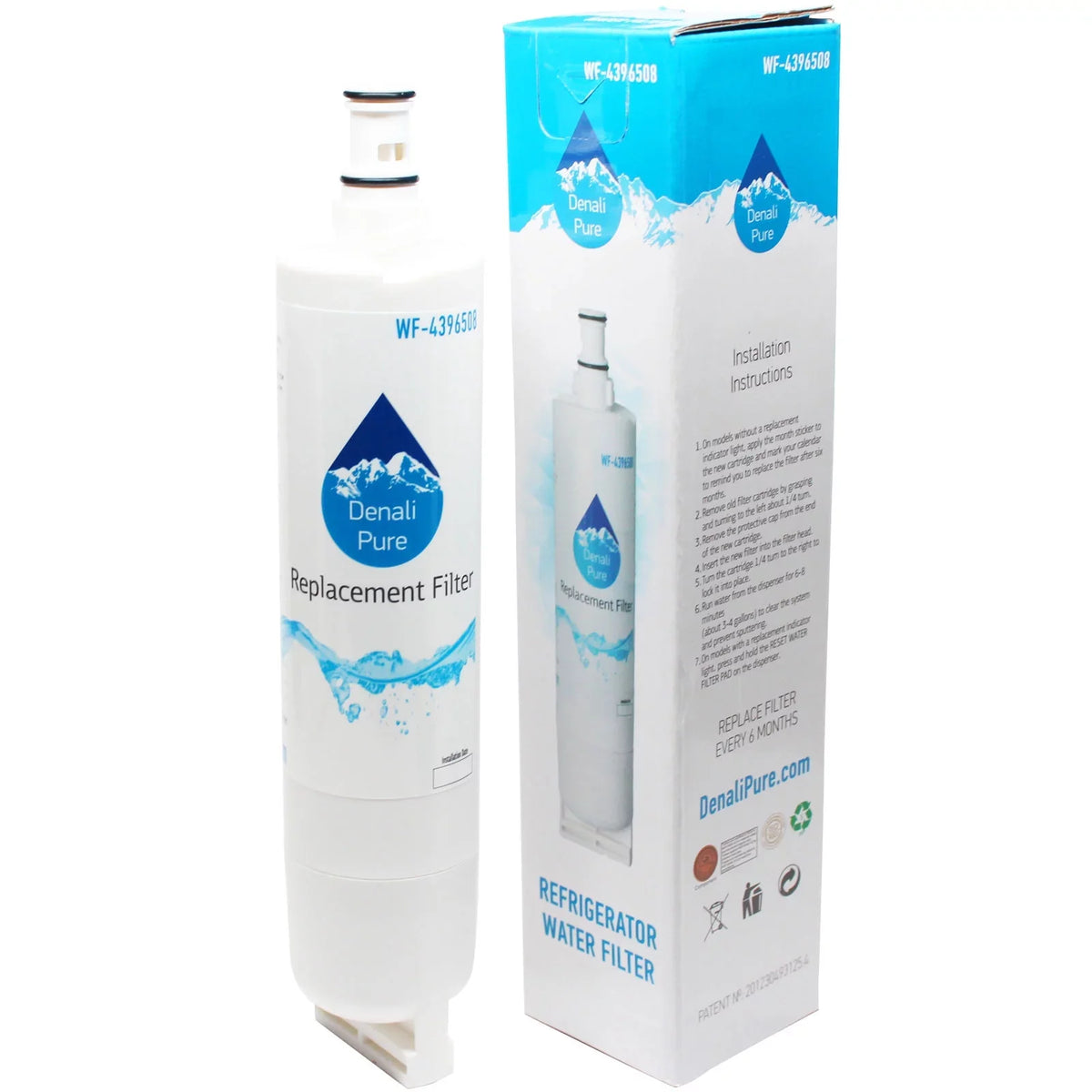 3-Pack Replacement for Whirlpool ED5FHGXKB04 Refrigerator Water Filter - Compatible with Whirlpool 4396508, 4396510 Fridge Water Filter Cartridge - Denali Pure Brand
