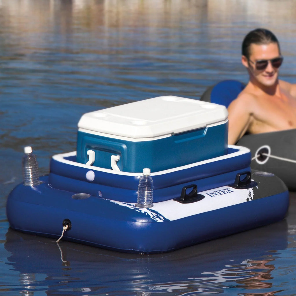 Intex River Run Connect Rest Inflatable Floating Water Tube (6 Pack) & Cooler