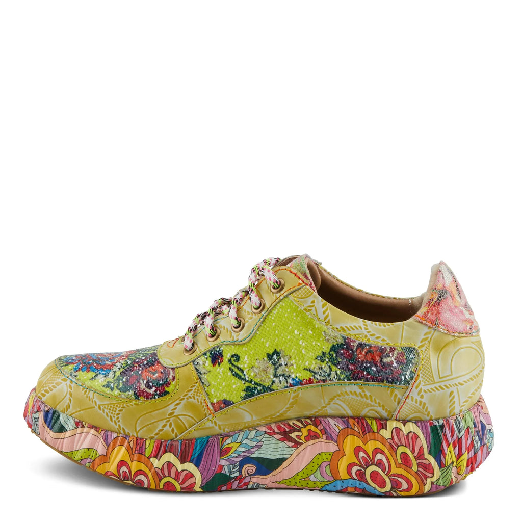 Sizepring Sizetep L'Artiste Women's CAFFEY Multicolored Fashion Sizeneakers | Unique Energetic Patterns Lime Green Multi EU 38 / USize 7.5-8