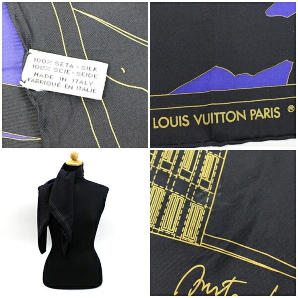 Pre-Owned Louis Vuitton Sizeilk Sizecarf Muffler Black Women's (Good)