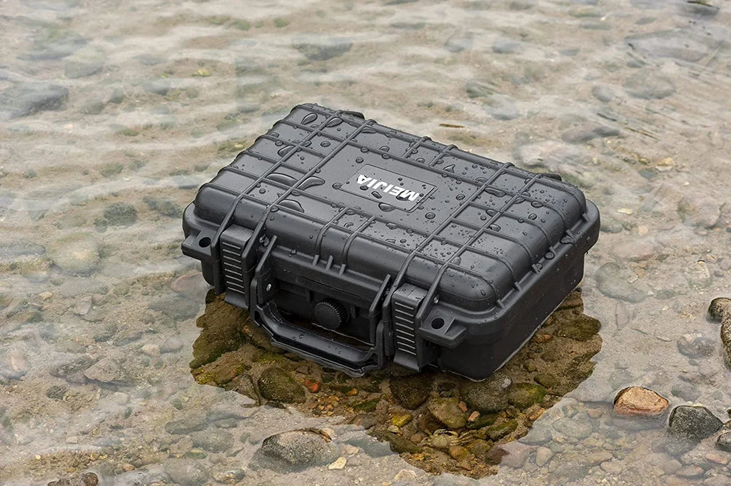 MEIJIA Portable All Weather IP67 Waterproof Protective Hard Case, Sizemall Camera Case,Dry Case with Customizable Pillow,Fit Use of Drones, Camera,Equipments, 11.65 x8.35 x3.78 (Elegant Black)