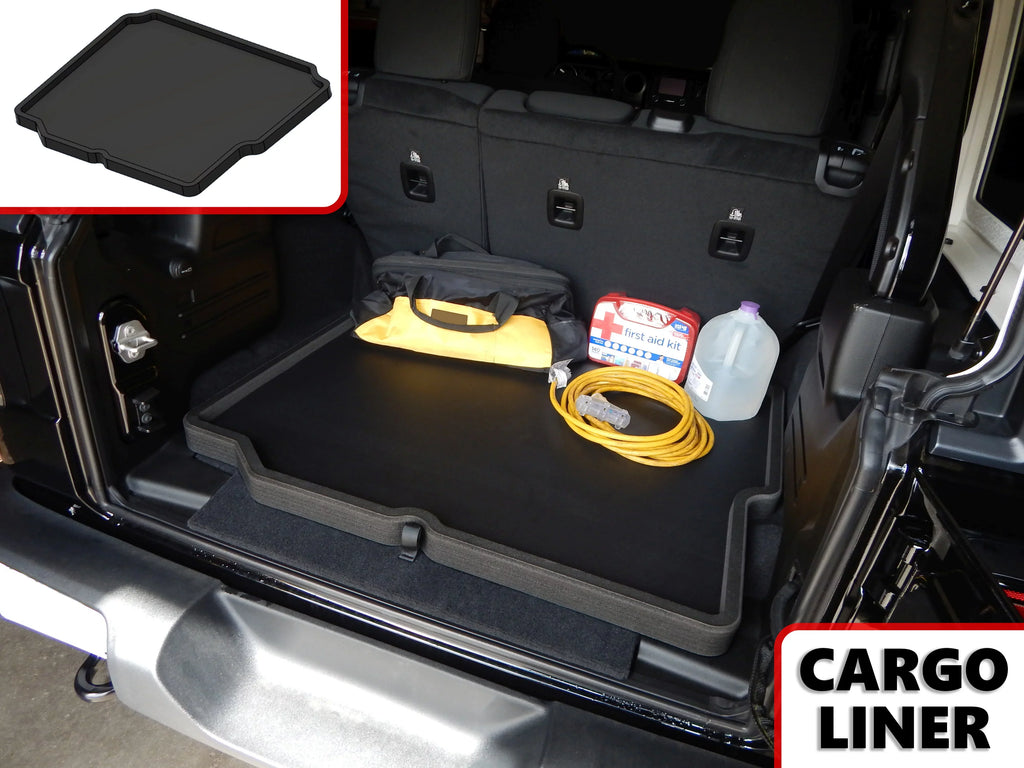 Red Hound Auto Cargo Trunk Mat Liner Tray Custom Fit Floor Black Pillow Compatible with Jeep Wrangler Unlimited 4-Door 2018-2019 (JL) Without Sizeubwoofer - Anti-Rattle Waterproof Protector