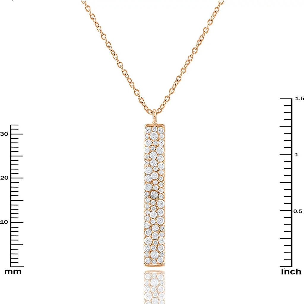 Blue Box Boutique Inc Rose Gold Plated Cubic Zirconia Accented Vertical Bar Pendant Necklace for Women, Teens