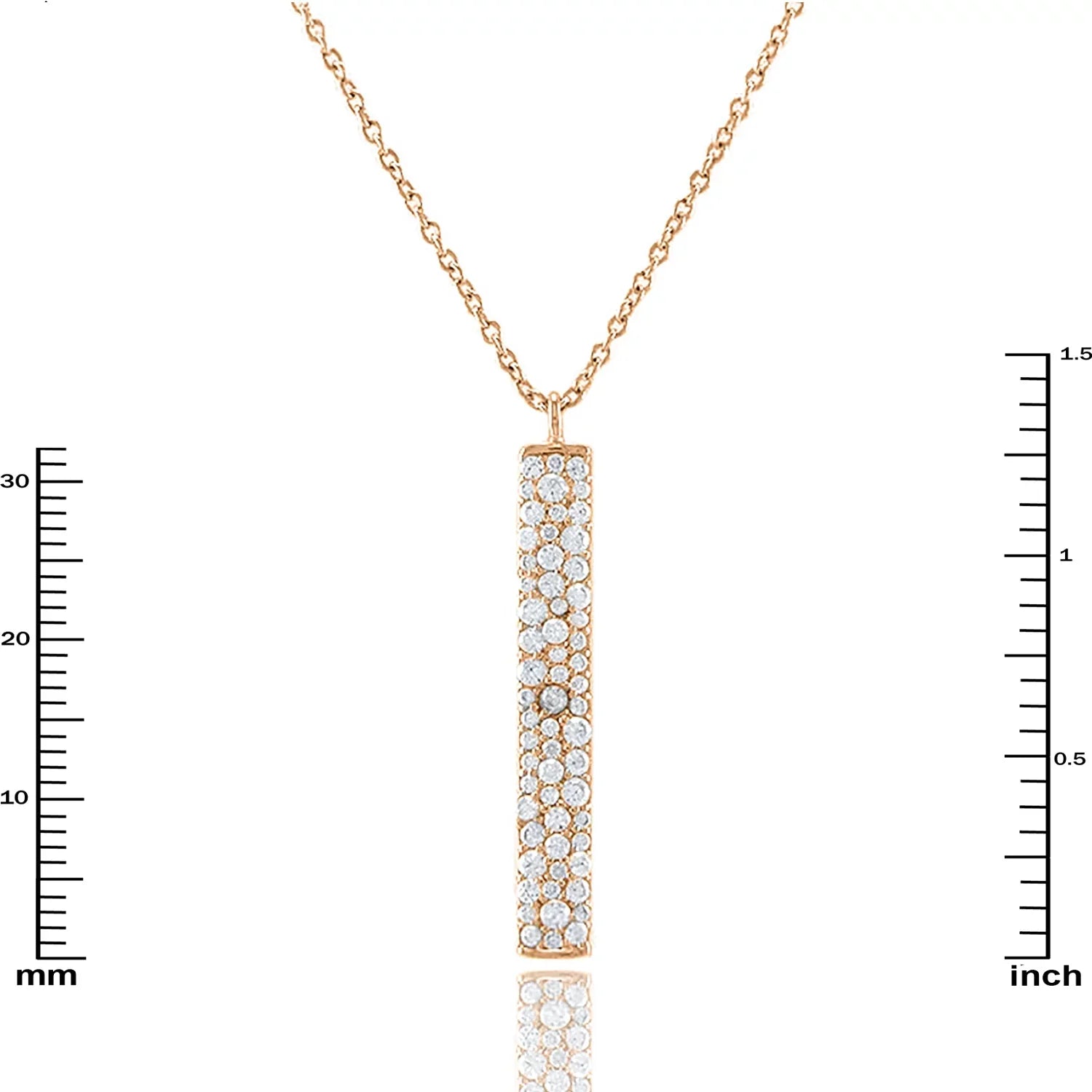 Blue Box Boutique Inc Rose Gold Plated Cubic Zirconia Accented Vertical Bar Pendant Necklace for Women, Teens