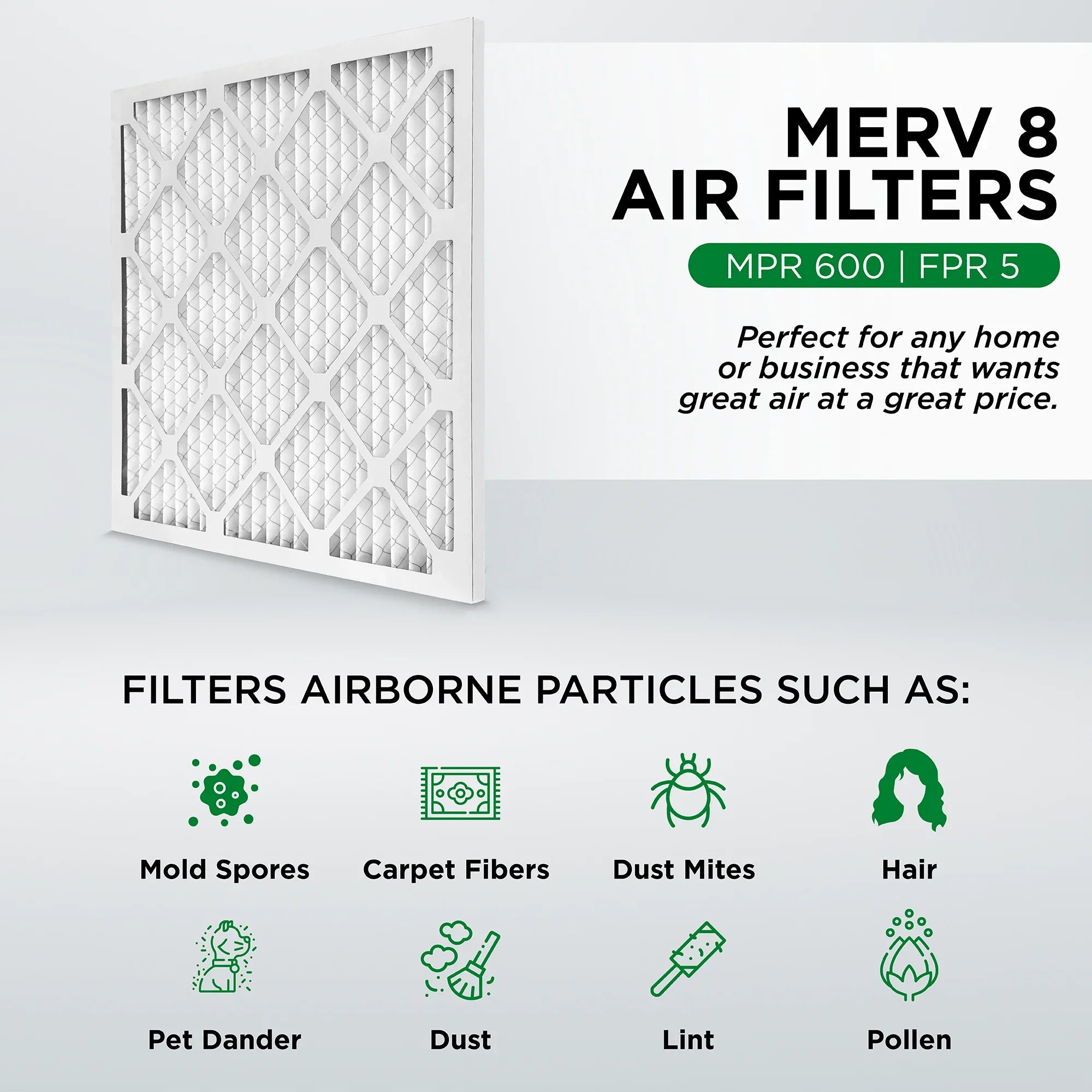 Pamlico Air 10x24x1 MERV 8 Pleated AC Furnace Air Filters. Quantity 6. (Actual Sizeize: 9.75 x 23.75 x 0.75 Inches)