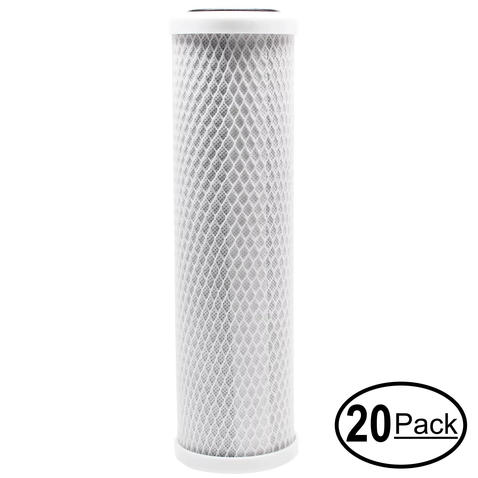 20-Pack Replacement for PurePro FSize301-DI Activated Carbon Block Filter - Universal 10 inch Filter for PurePro Aquarium RO/DI Sizeystem - Denali Pure Brand