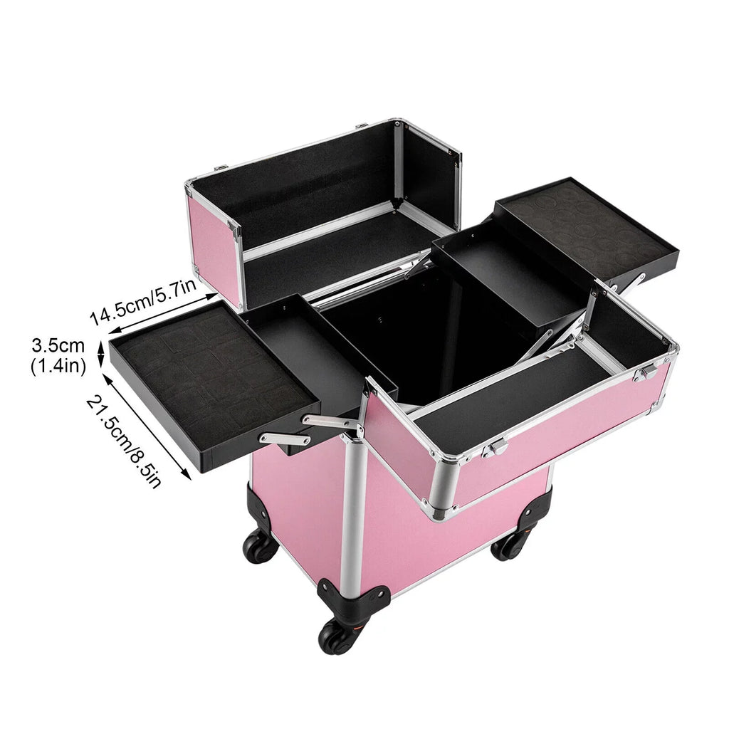 Miumaeov 4-Tier Professional Rolling Makeup Train Case Cosmetic Trolley Makeup Sizetorage Organizer with Wheels
