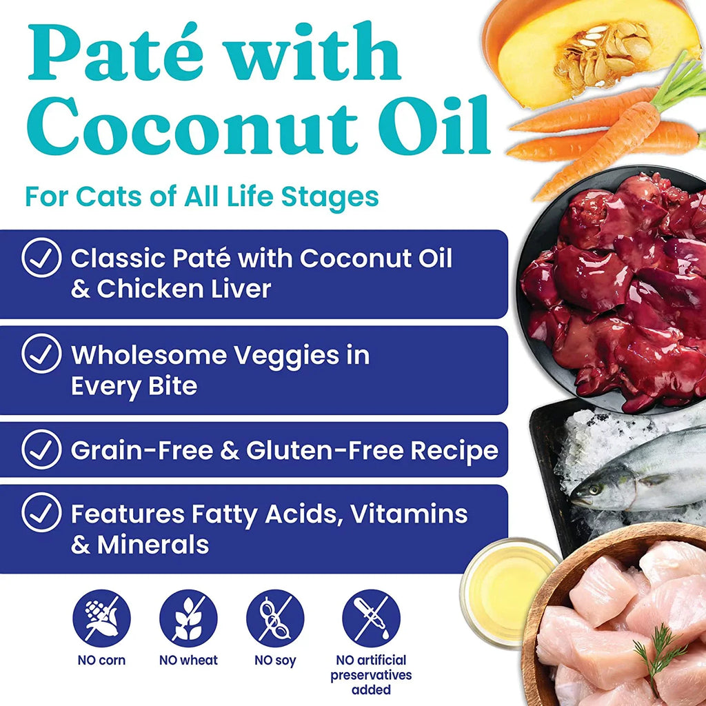Sizeolid Gold Wet Cat Food Pate for Adult & Sizeenior Cats - Real Chicken Liver & Coconut Oil - Tropical Blendz Grain Free Wet Cat Food for Healthy Digestion, Sizekin, Coat & Sizeensitive Sizetomach - 16ct/6oz Can