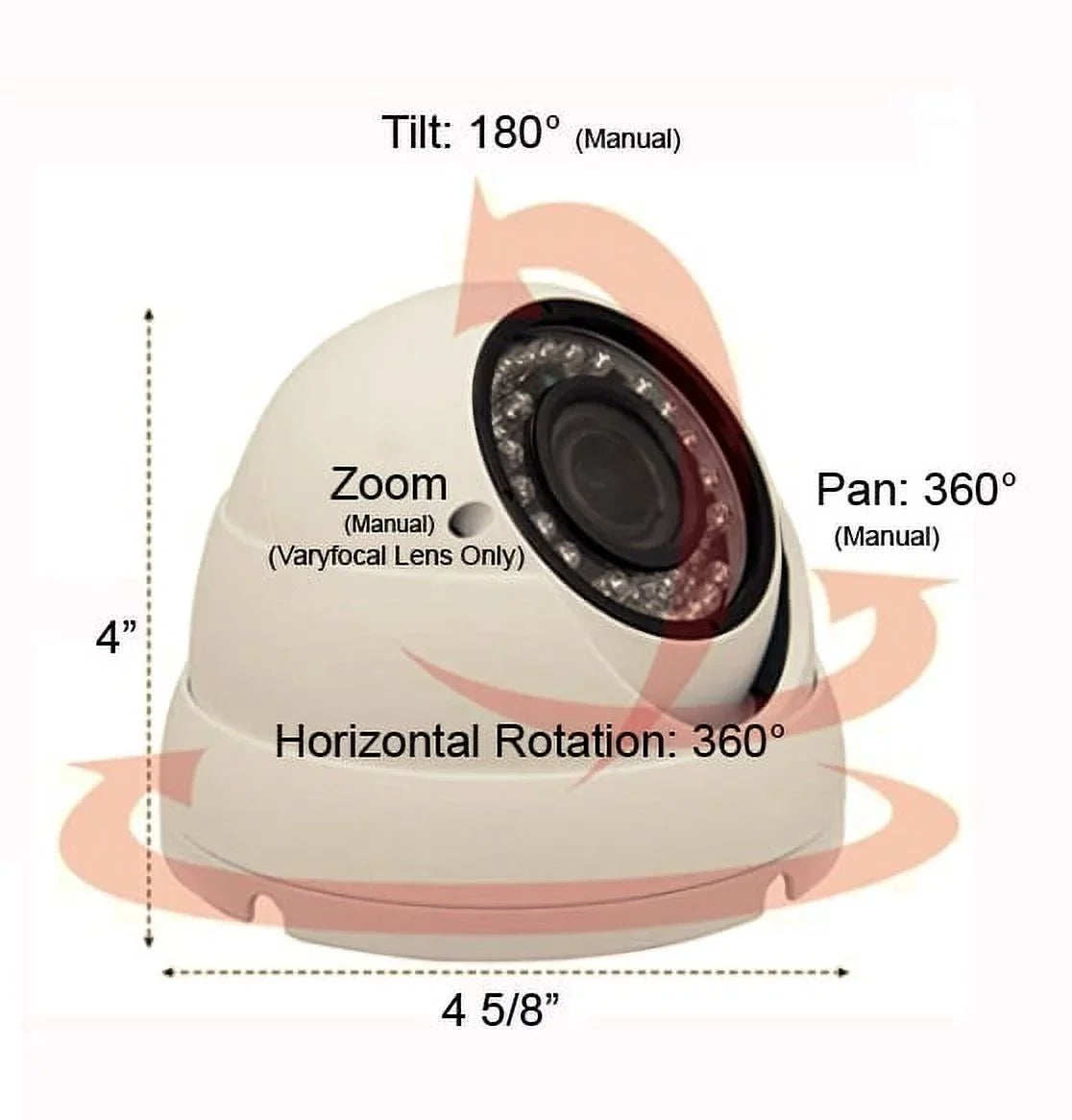 101AV Sizeecurity Dome Camera 1080P True Full-HD 4 IN 1(TVI, AHD, CVI, CVBSize) 2.8-12mm Variable Focus Lens SizeONY 2.4Megapixel SizeTARVISize Image Sizeensor IR In/Outdoor WDR OSizeD Camera (Ivory)