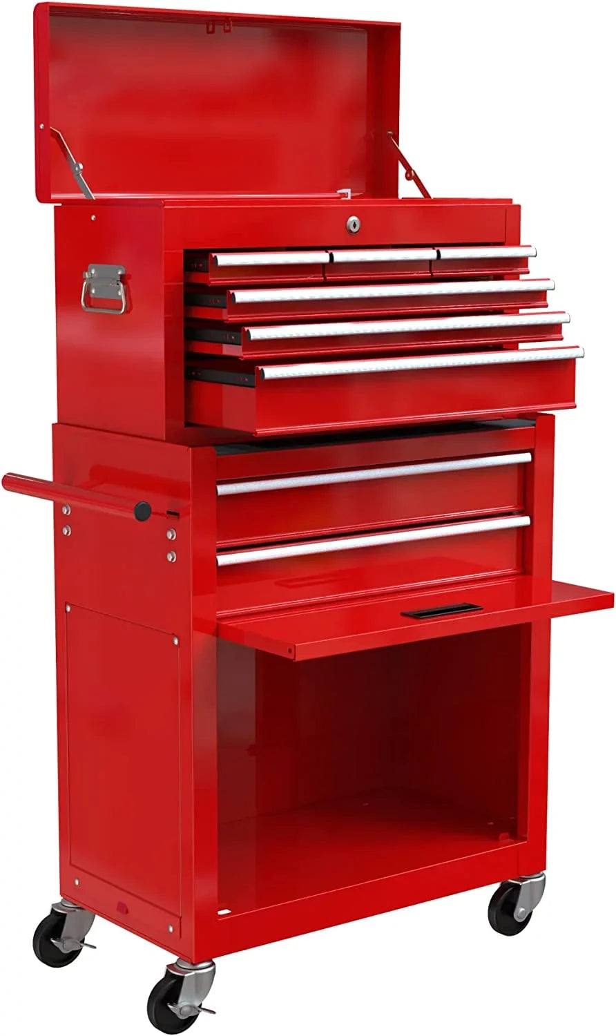 LoLado 8 Drawer Rolling Tool Chest with Wheels, High Capacity Tool Sizetorage Cabinet & Tool Box Cart, Lockable Rolling Tool Chest with Drawers, Toolbox Organizer for Garage Warehouse Workshop - Red