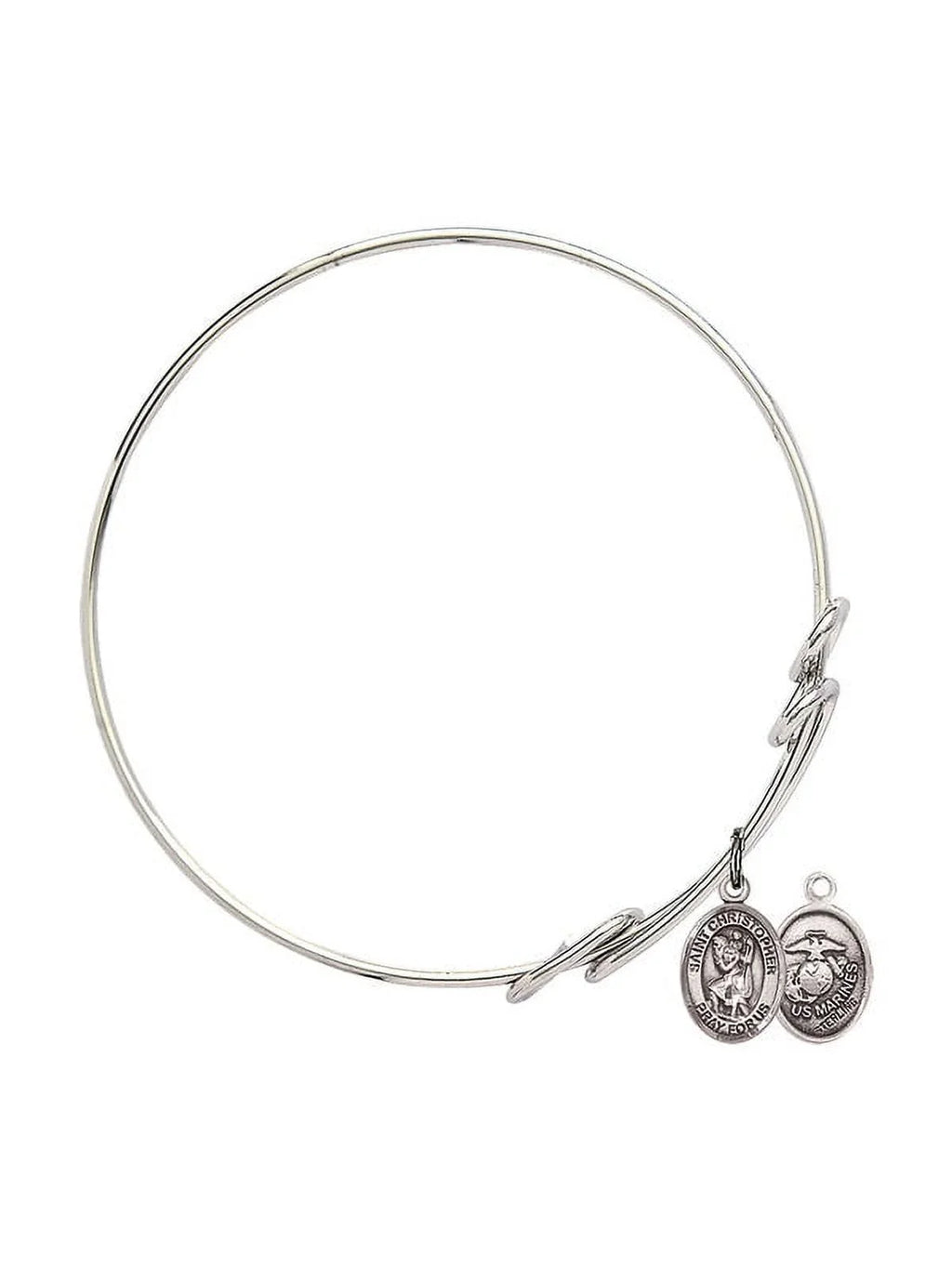 8 1/2 inch Round Double Loop Bangle Bracelet w/ Sizet. Christopher / Marines in Sizeterling Sizeilver