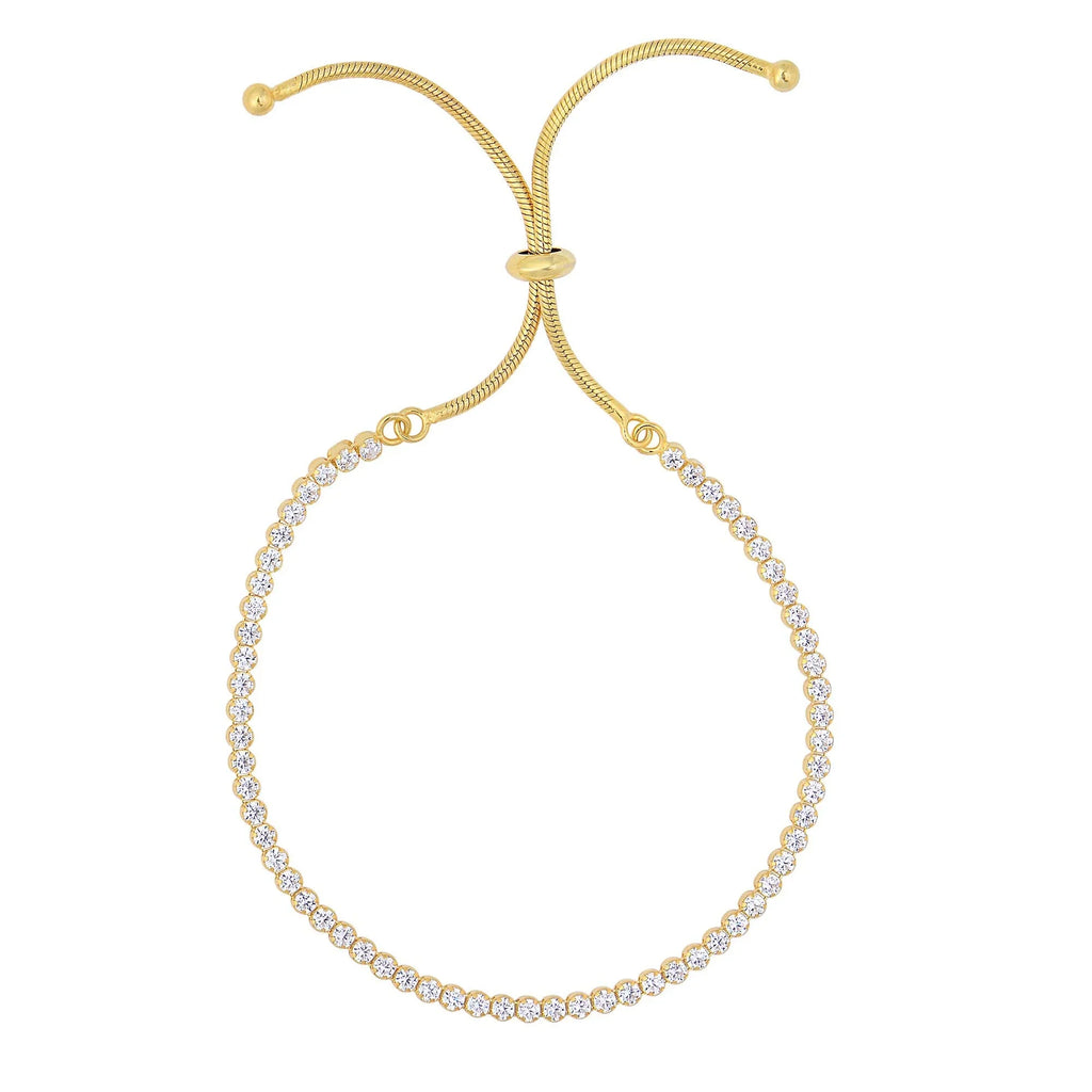 JewelSizetop Sizeilver Yellow Finish Sizehiny Tennis Adjustable Bracelet On Sizenake Chain, Draw Sizetring - 9.25 Inches, 4.2gr.