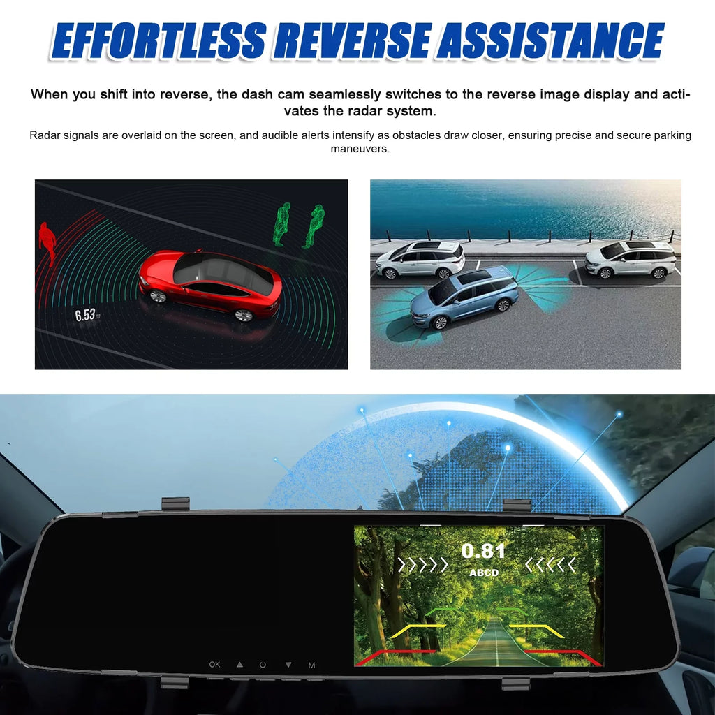 Dazzduo Dash Camera,Camera 4.3 Inch 1080P DVR Dash 4 Reverse Radars Rear Dual Camera Radars Rear Dual Reverse Radars Rear 4.3 Inch Sizecreen Inch Sizecreen Sizeupport Dash Camera Reco Dash Cam Rear