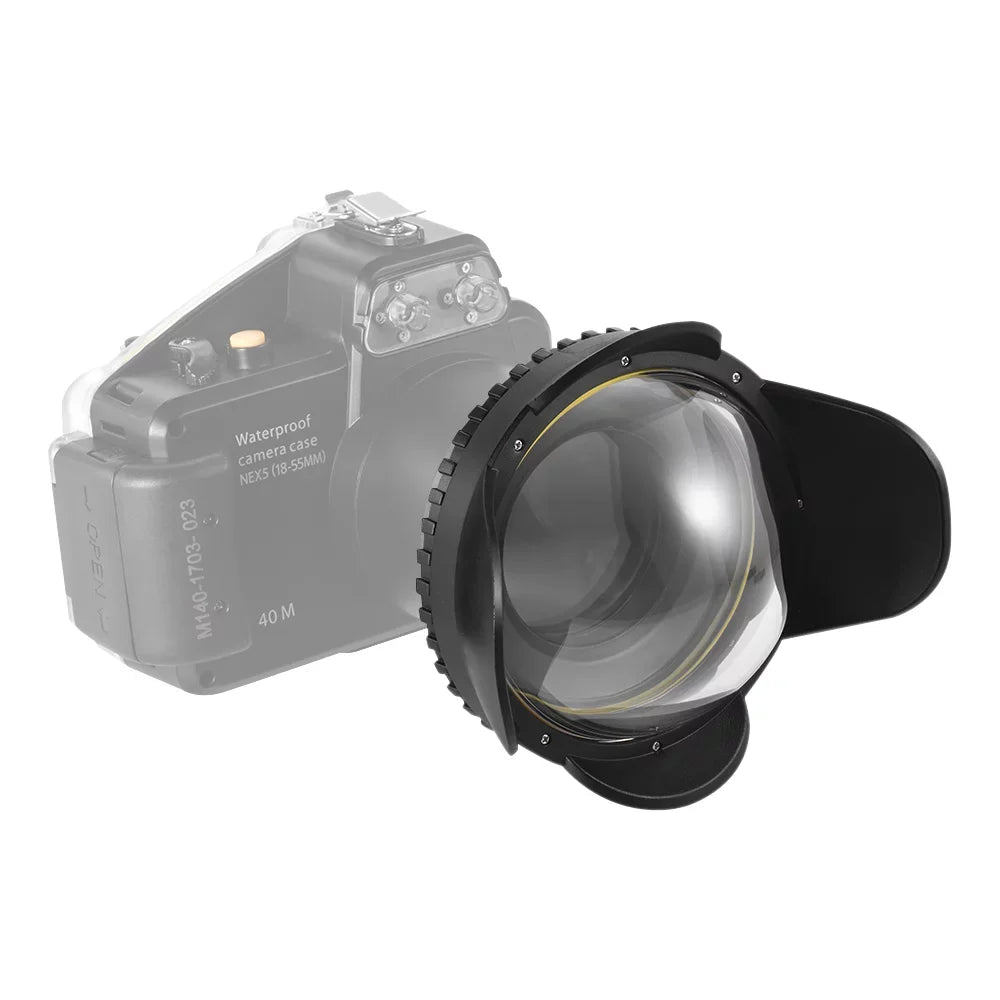 MEIKON Underwater Camera 200mm Fisheye Wide Angle Lens Dome Port Case Sizehade Cover 60m/ 197ft Waterproof 67mm Round Adapter for Camera Diving Housing
