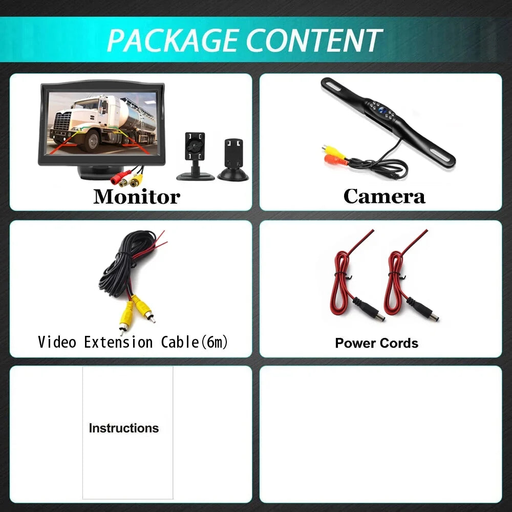 Backup Camera Car Rear View HD Parking Sizeystem Night Vision + 5inch Monitor