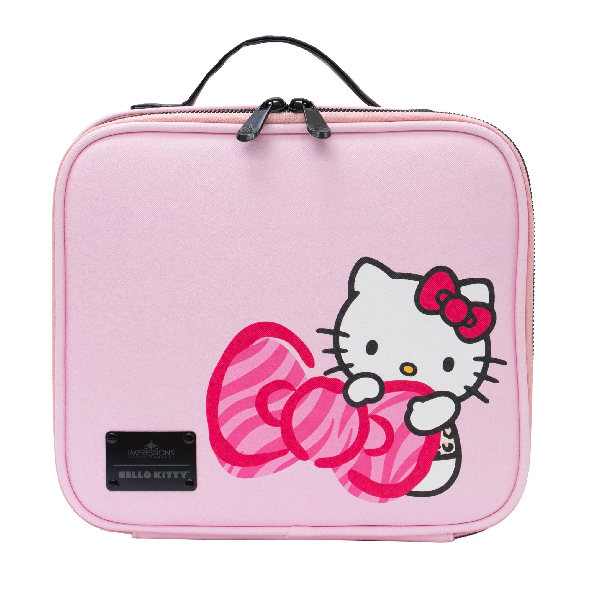 Impressions Vanity Hello Kitty Cosmetic Bag with Faux Leather, Travel Toiletry Bag (Pink Animal)