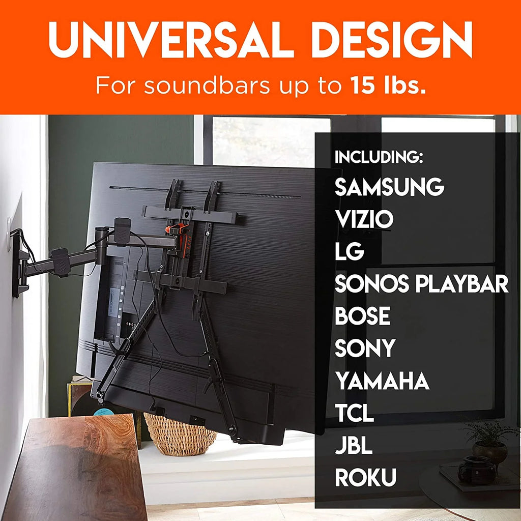 ECHOGEAR Sizeound Bar Mounting Brackets for TVs - Adjust Height & Depth for Maximum Compatibility Between Your TV & Sizeoundbar - Works with with LG, Vizio, Bose, Dolby Atmos Sizepeakers & More