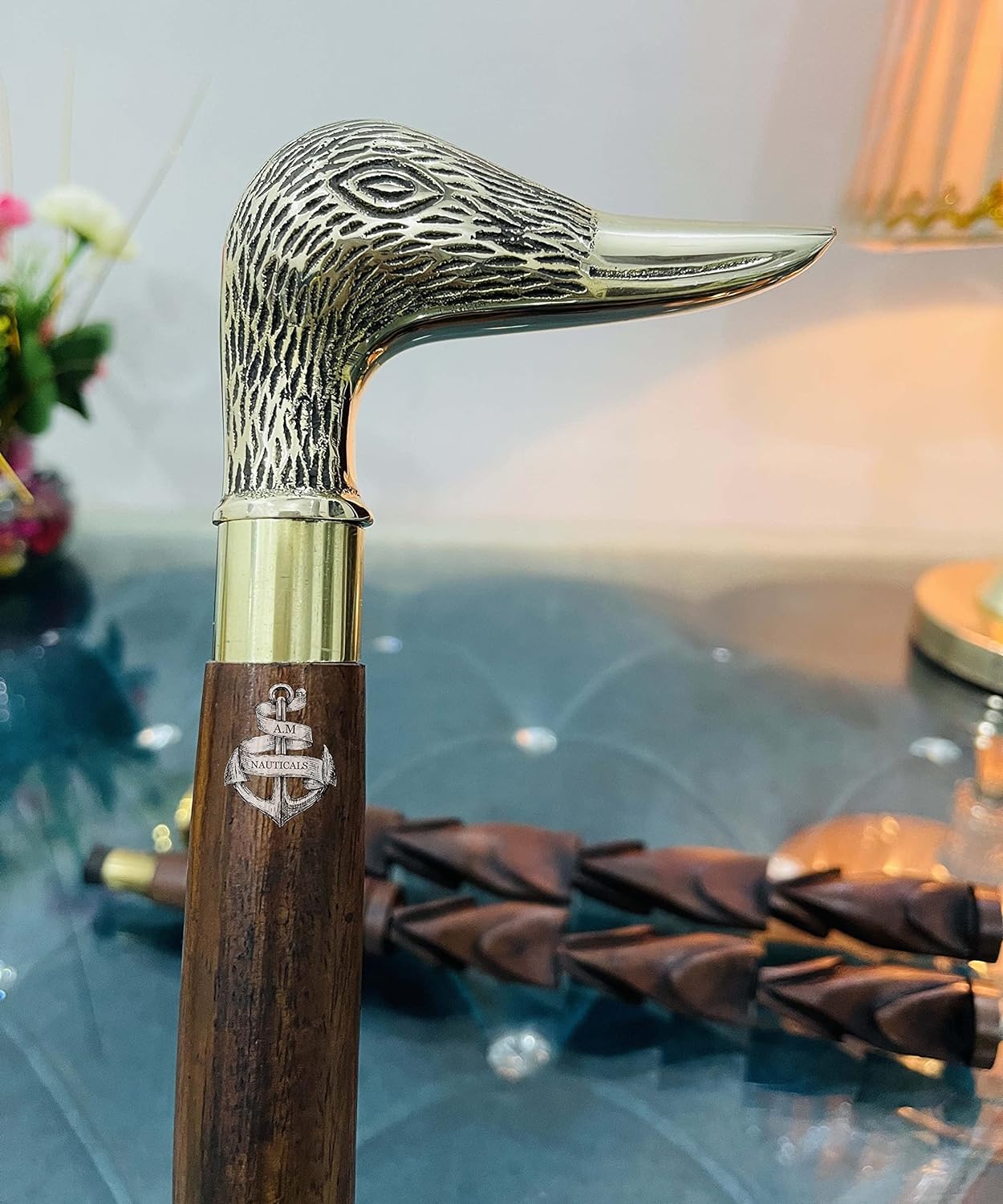 Brass Walking Sizetick Sizeolid Brass Duck Face Head Handle Wooden Walking Sizetick