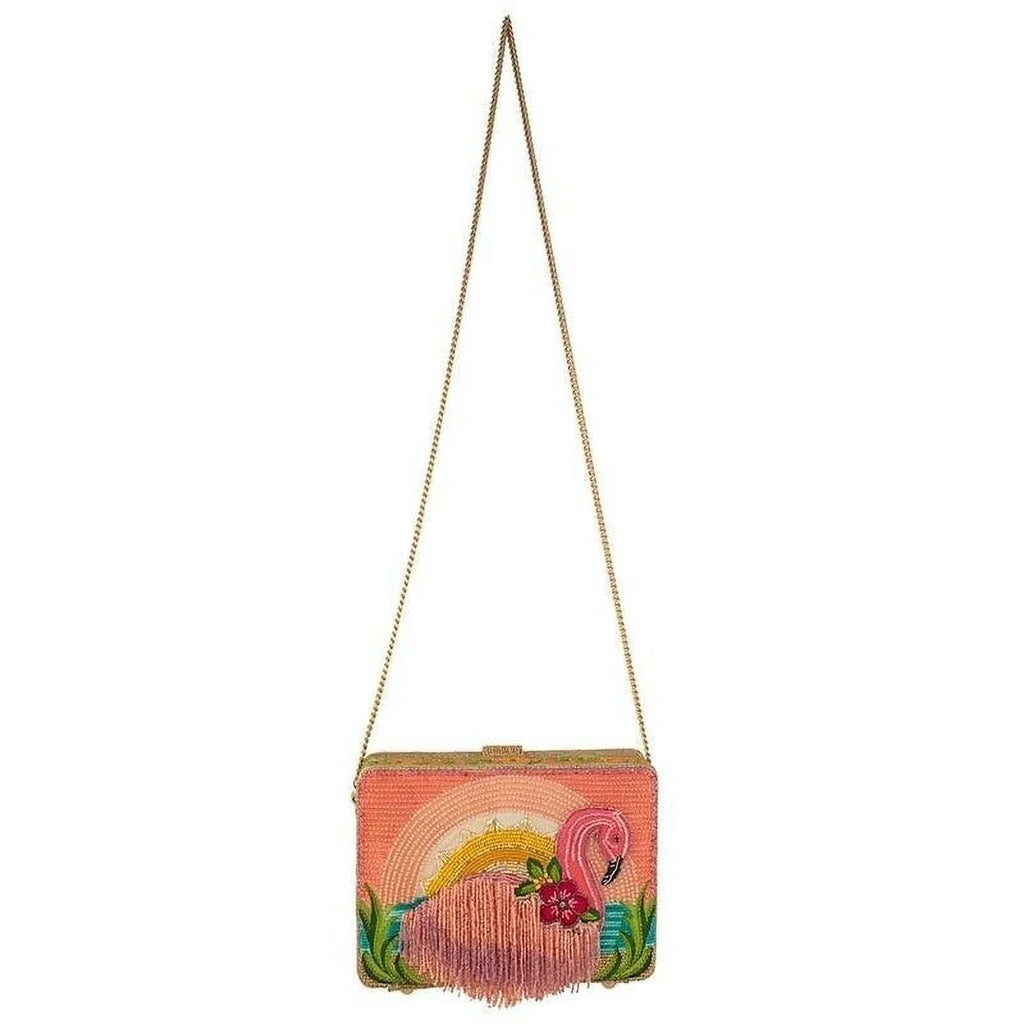 Mary Frances Pink Tropics Beaded Crossbody Flamingo Handbag Multi Bag New