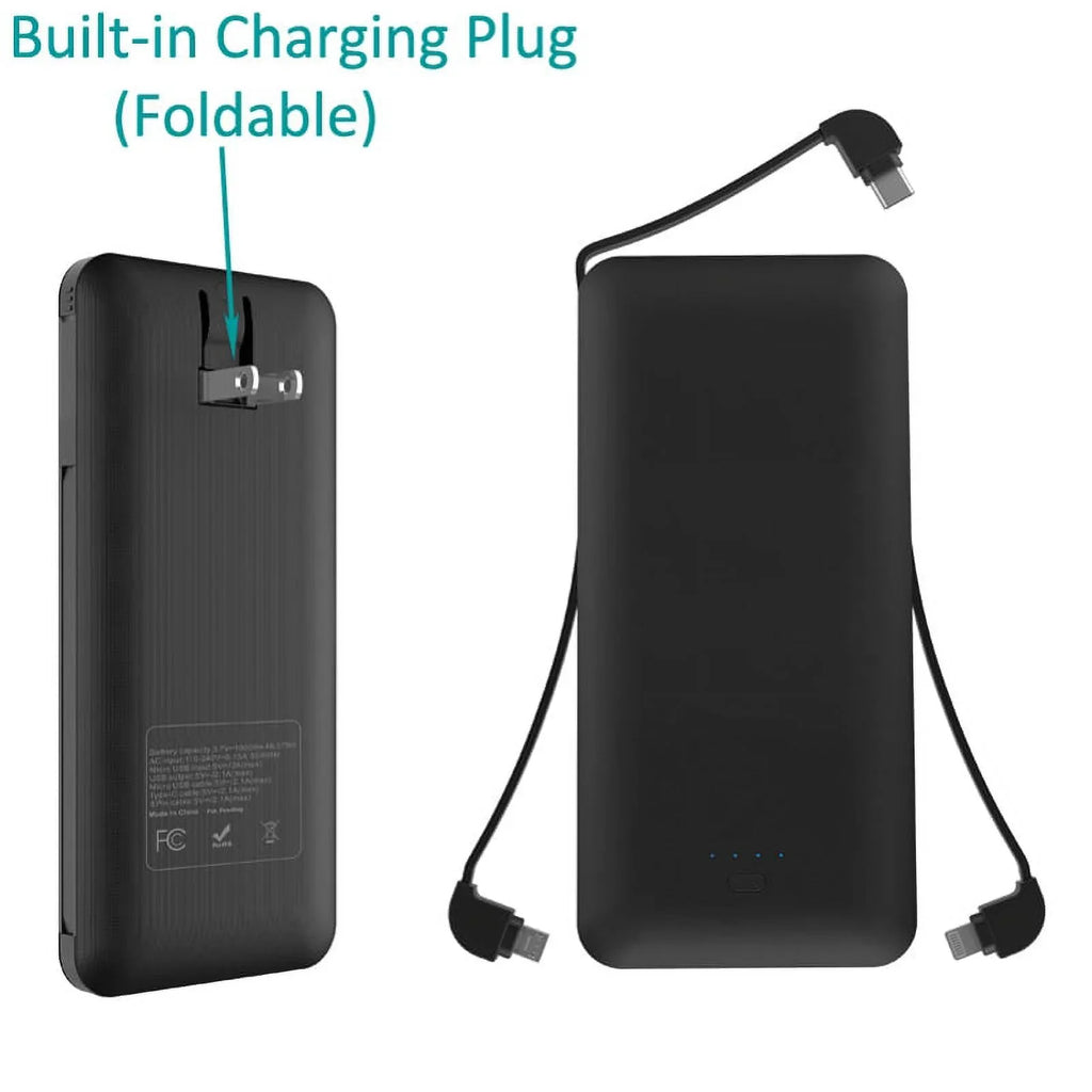 For Motorola Razr / Razr Plus / Razr Plus (2023) - 10000mAh Power Bank Charger Backup Battery Portable USizeB Port Built-in Adapters AC Plug