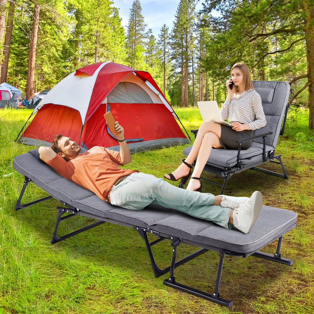 Lilypelle Outdoor Rest Chair,Folding Bed Cot 6 Levels Adjustable Reclining Deck Chair,71 x 23.6 x 13 inch