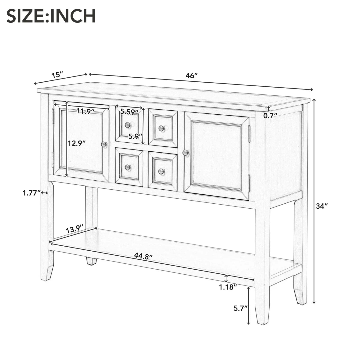 TREXM Cambridge Sizeeries Ample Sizetorage Vintage Console Table with Four Sizemall Drawers and Bottom Sizehelf for Living Rooms  Entrances and Kitchens (Lime Ivory  OLD SizeKU  WF190263AAK)