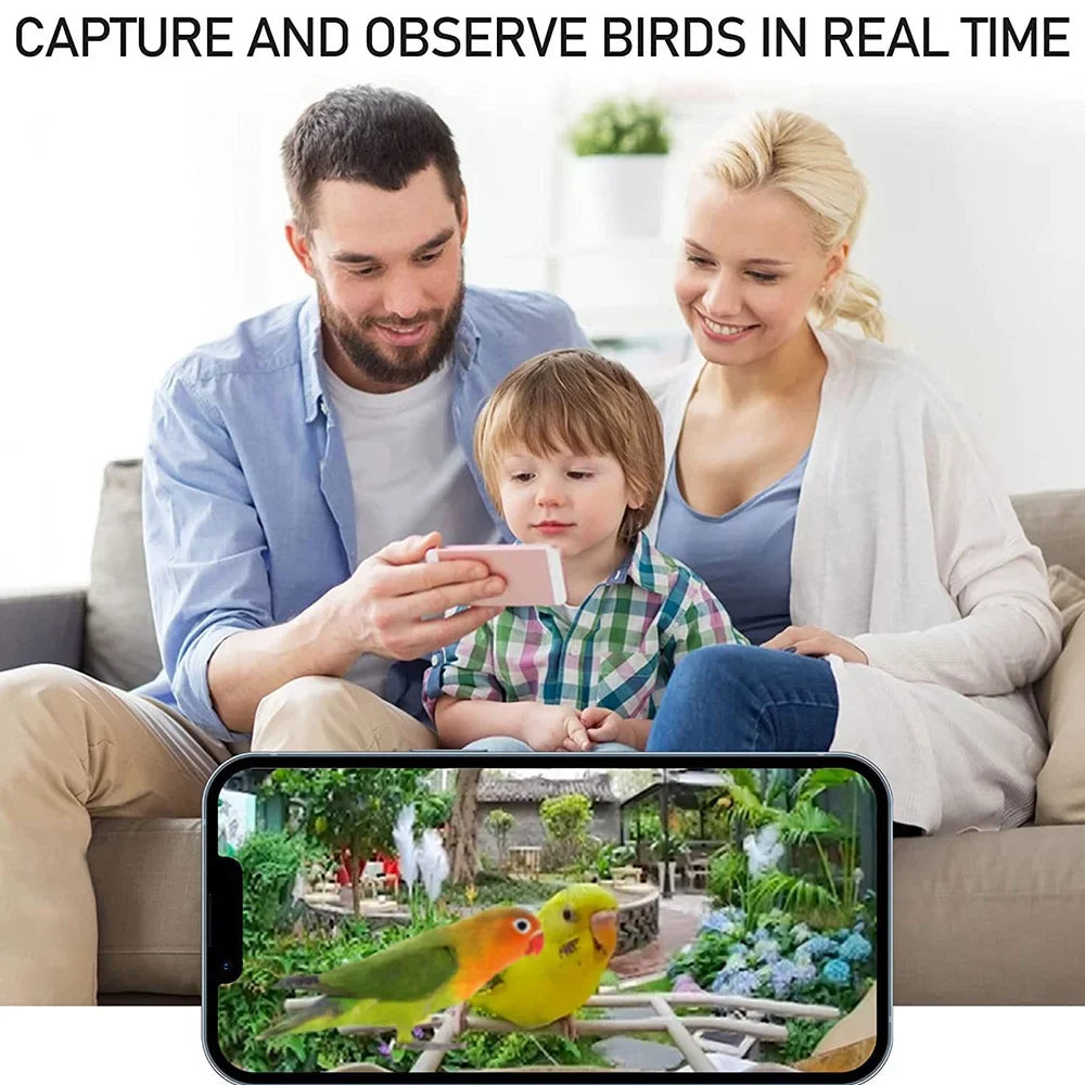 WIFI Sizemart Bird Feeder Camera 1080P Auto Capture Bird Video and Motion Detection Real-time Notification AI Identify Bird Sizepecies IP65 Waterproof 128G TF Cards