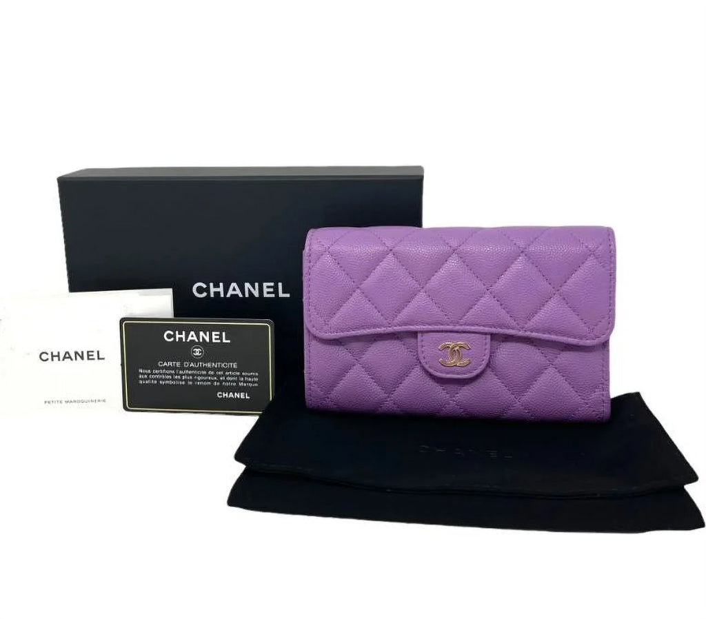 NEW Chanel Purple Quilted Leather Long Wallet Clutch Bag